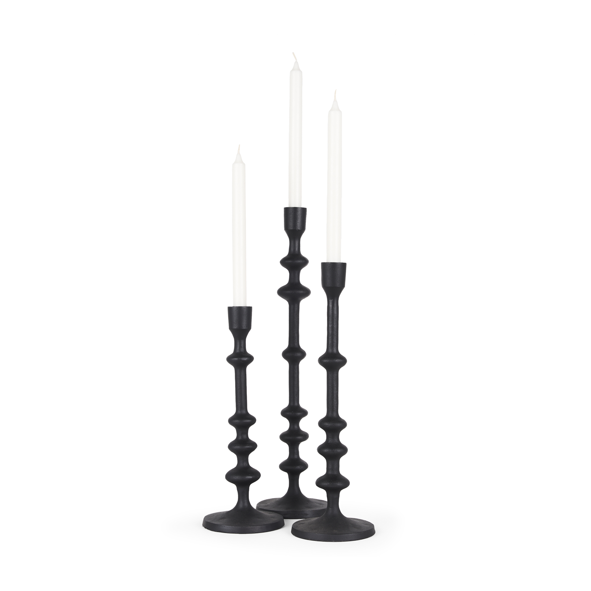 paolo matte black metal candle holder (set of 3)