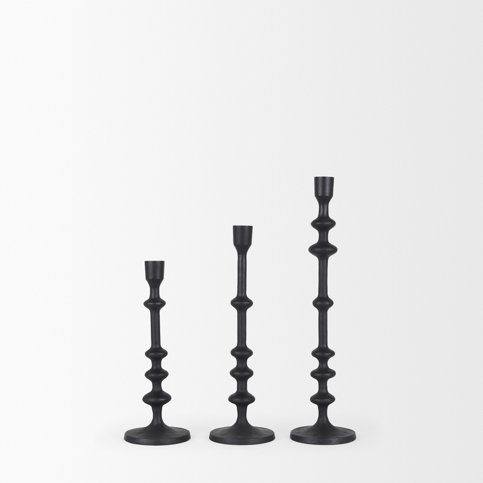 paolo matte black metal candle holder (set of 3)