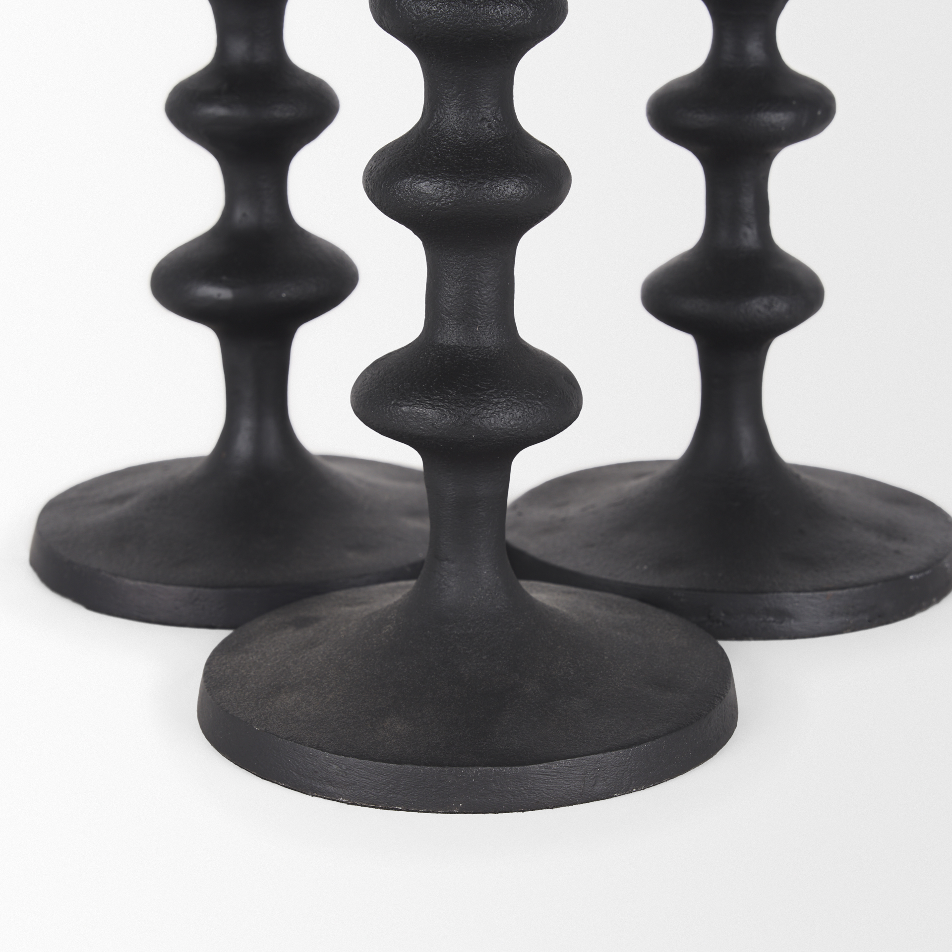 paolo matte black metal candle holder (set of 3)