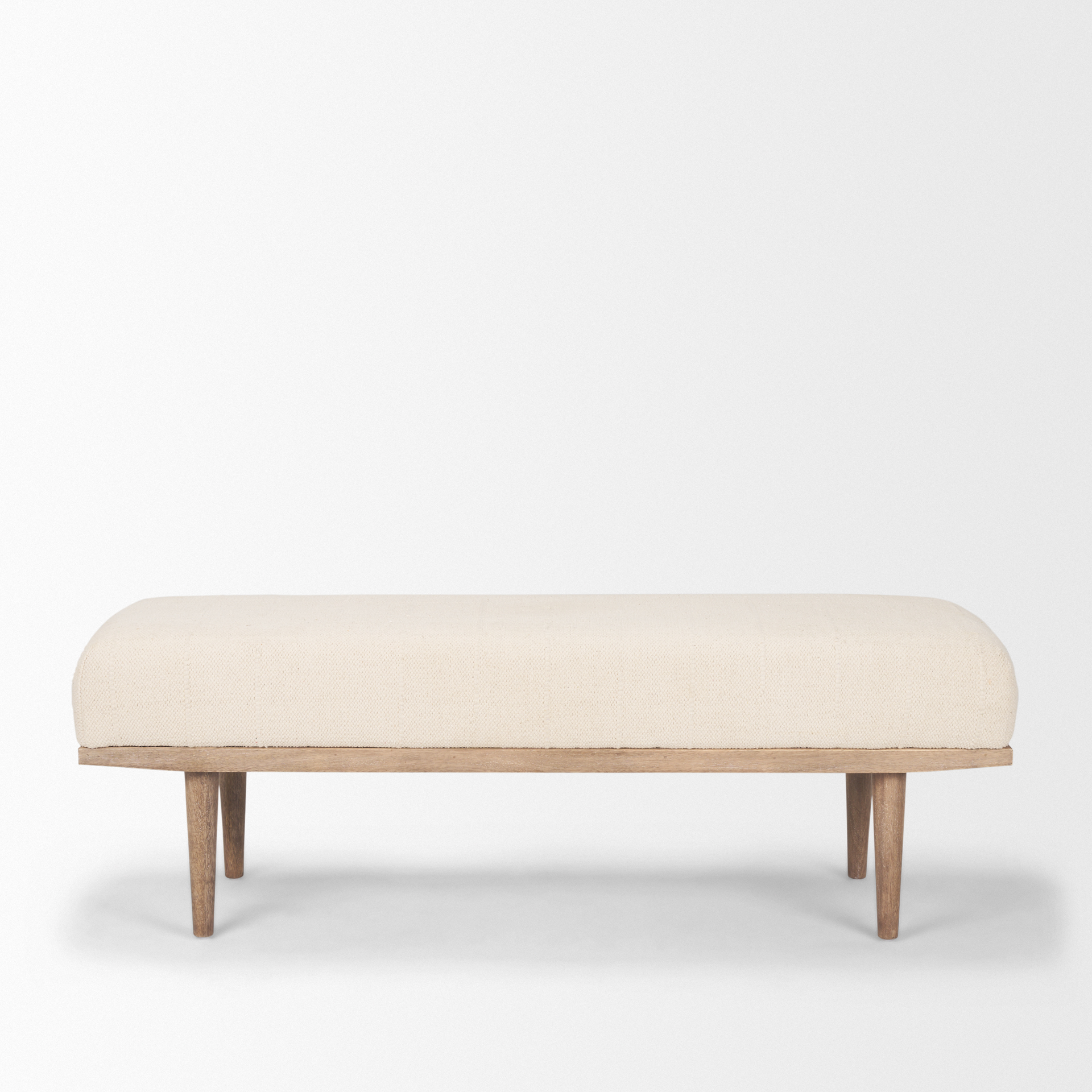 shae brown wood w/ oatmeal fabric bench