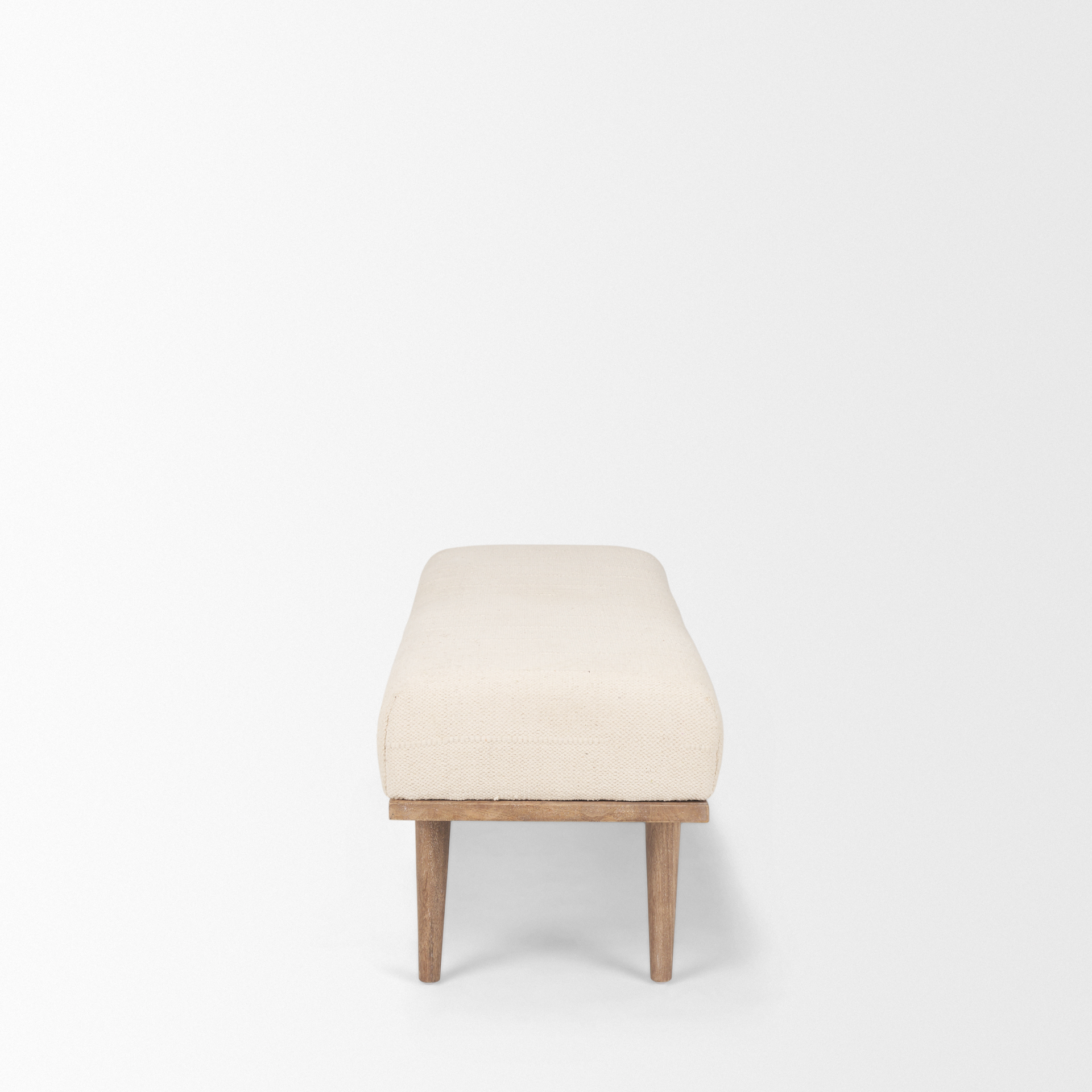 shae brown wood w/ oatmeal fabric bench