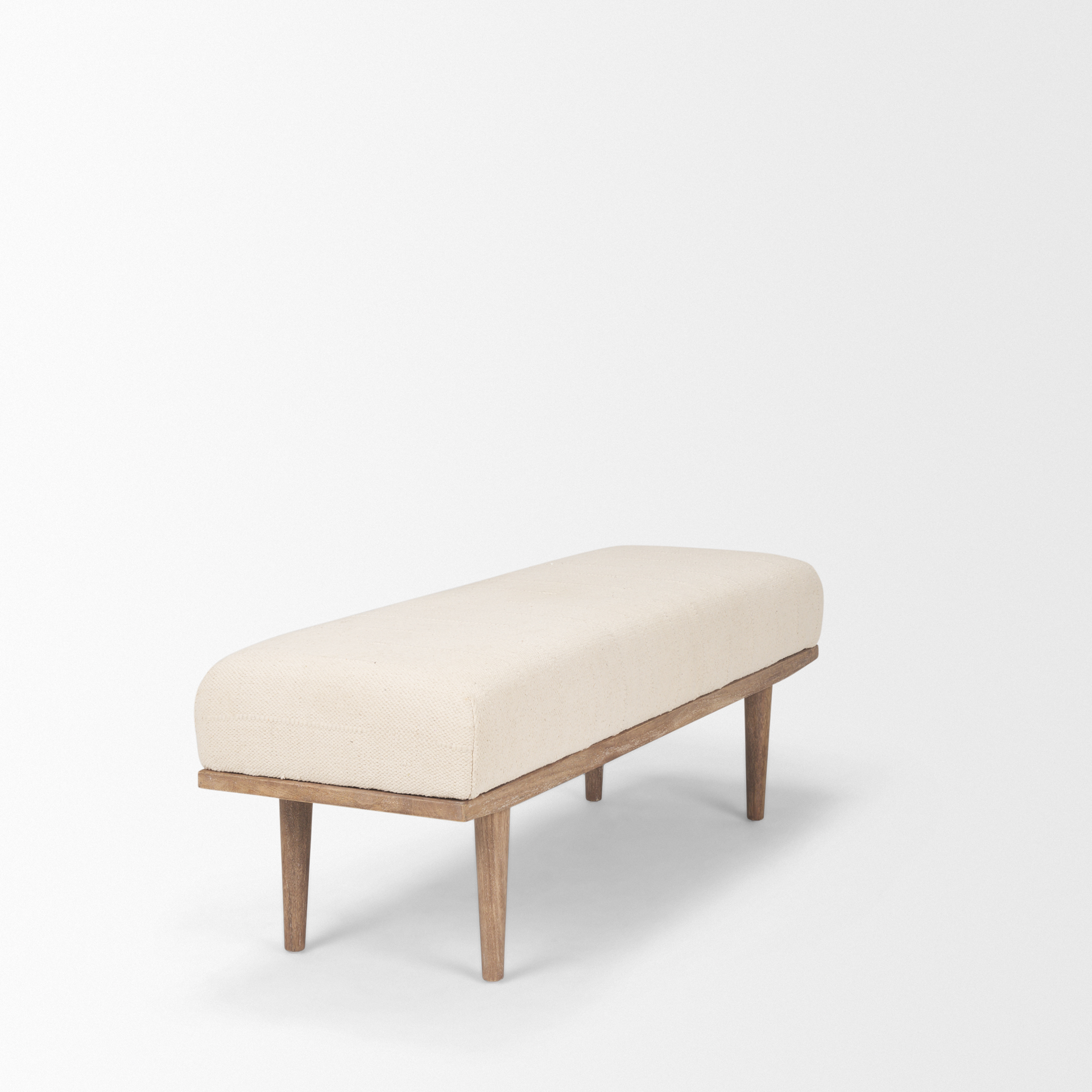 shae brown wood w/ oatmeal fabric bench