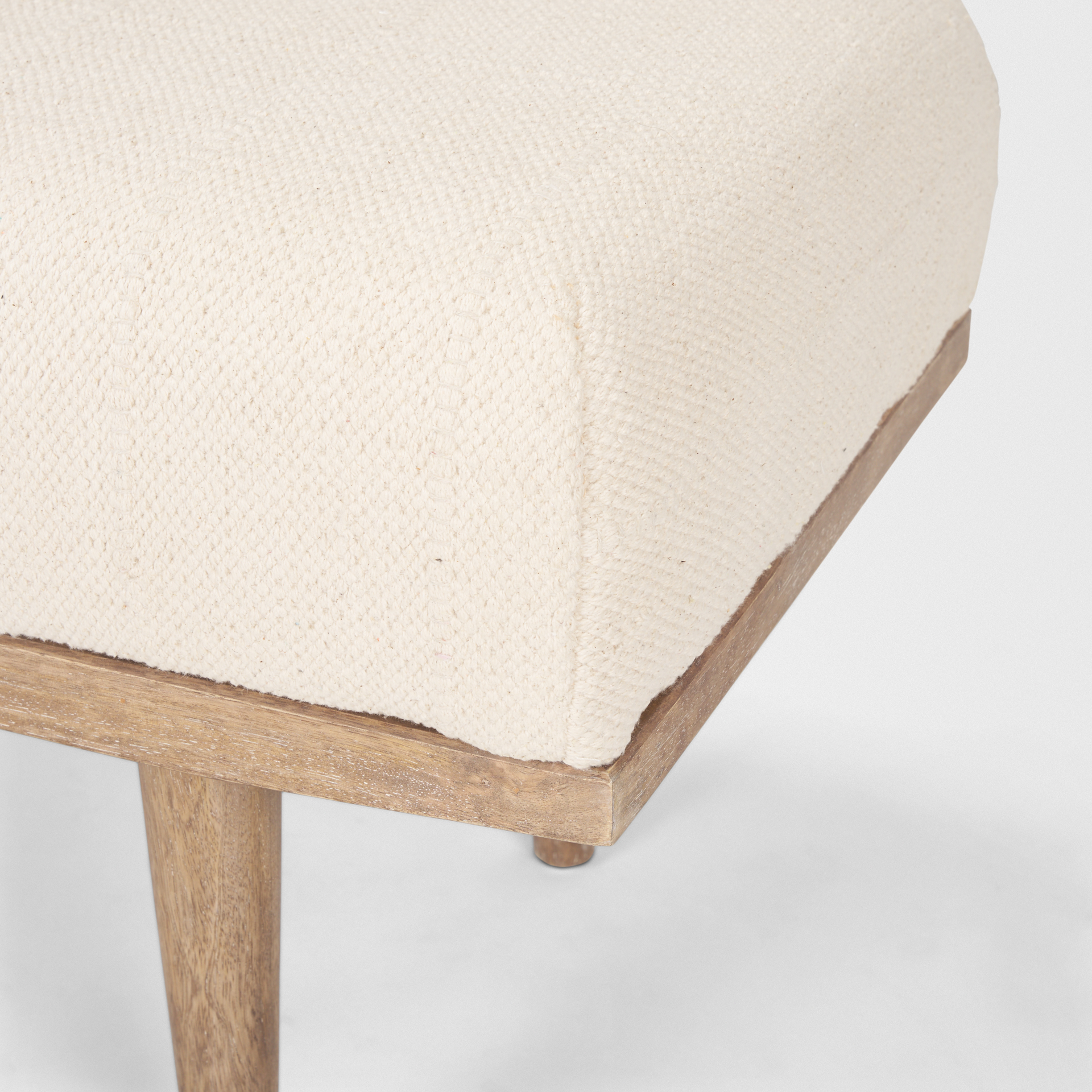 shae brown wood w/ oatmeal fabric bench