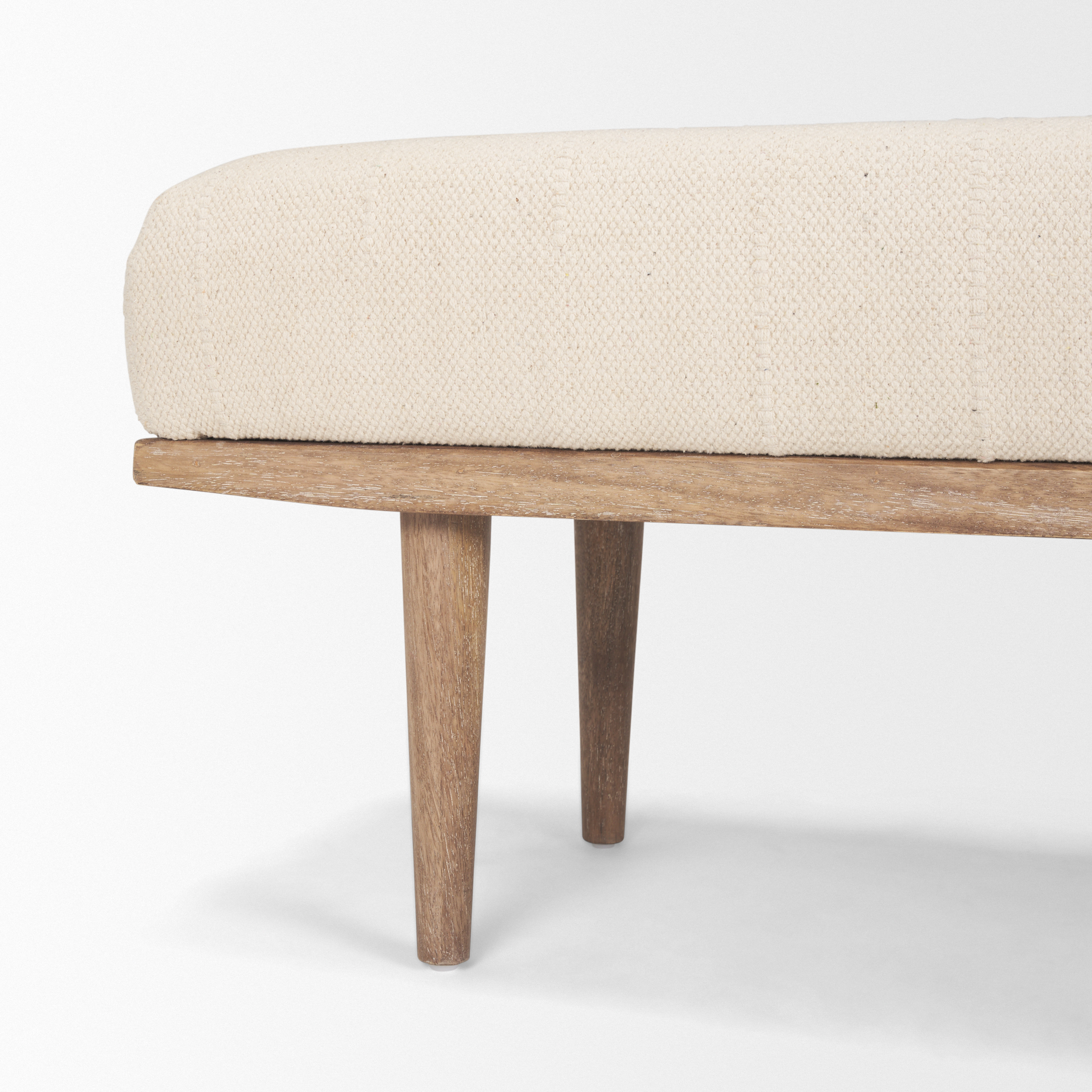 shae brown wood w/ oatmeal fabric bench