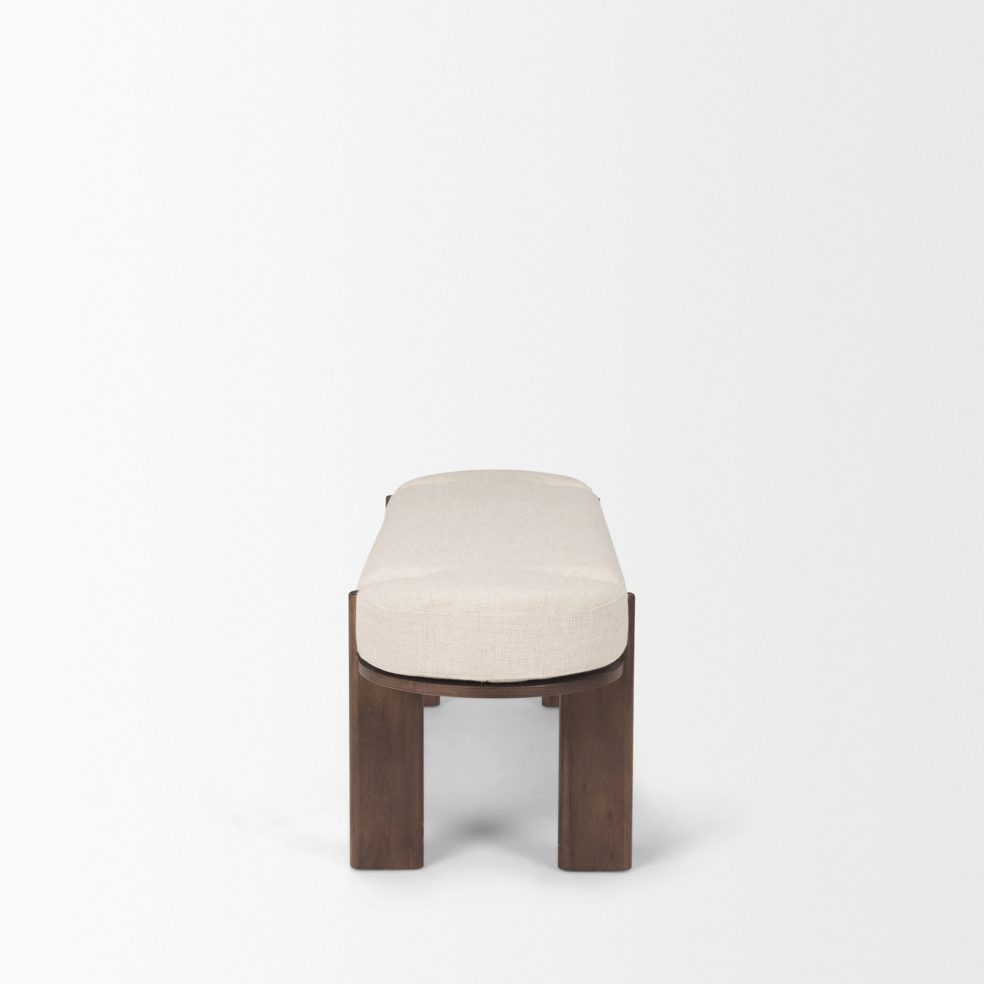 sohan dark elm wood w/ oatmeal fabric bench