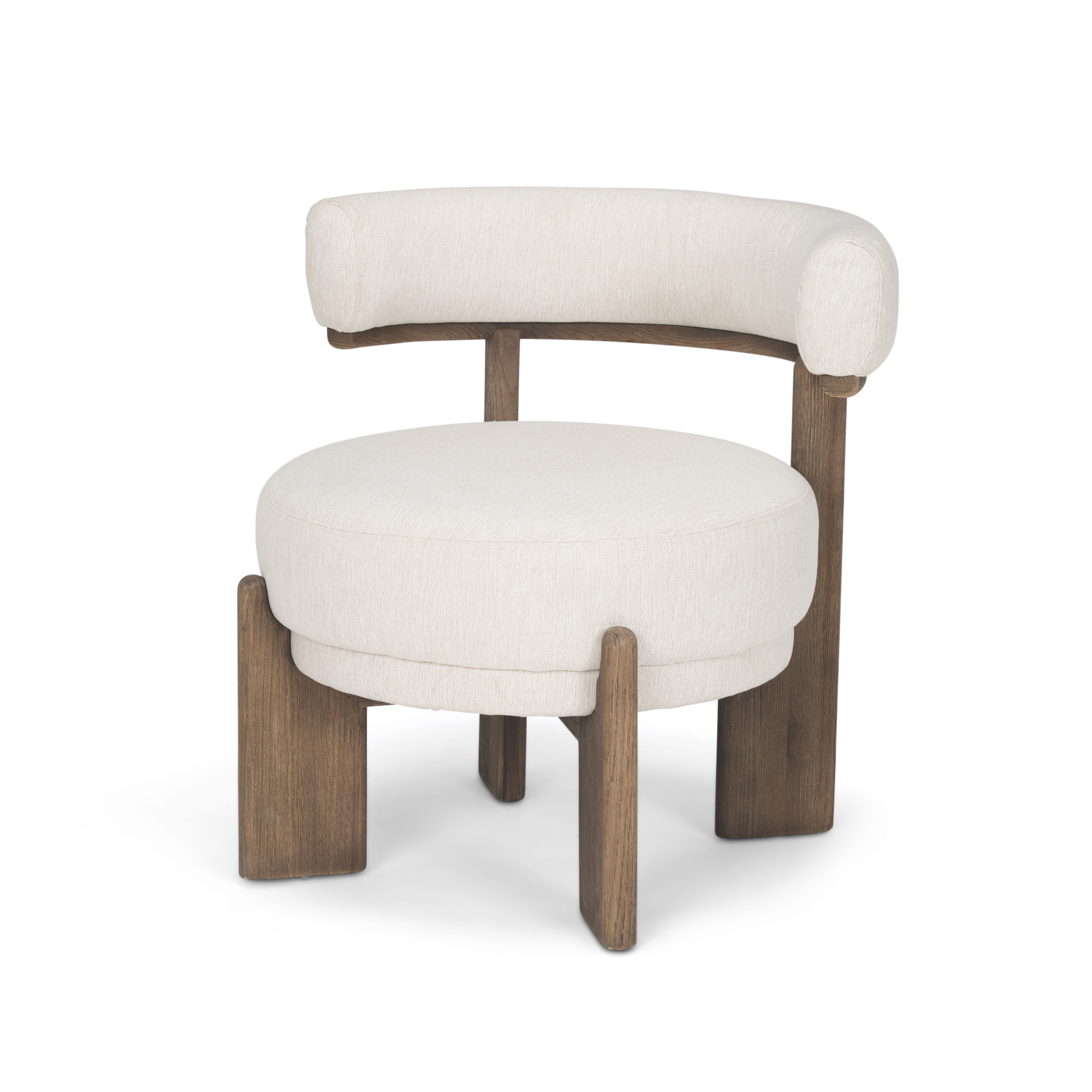 souvik dark brown wood w/ oatmeal fabric accent chair