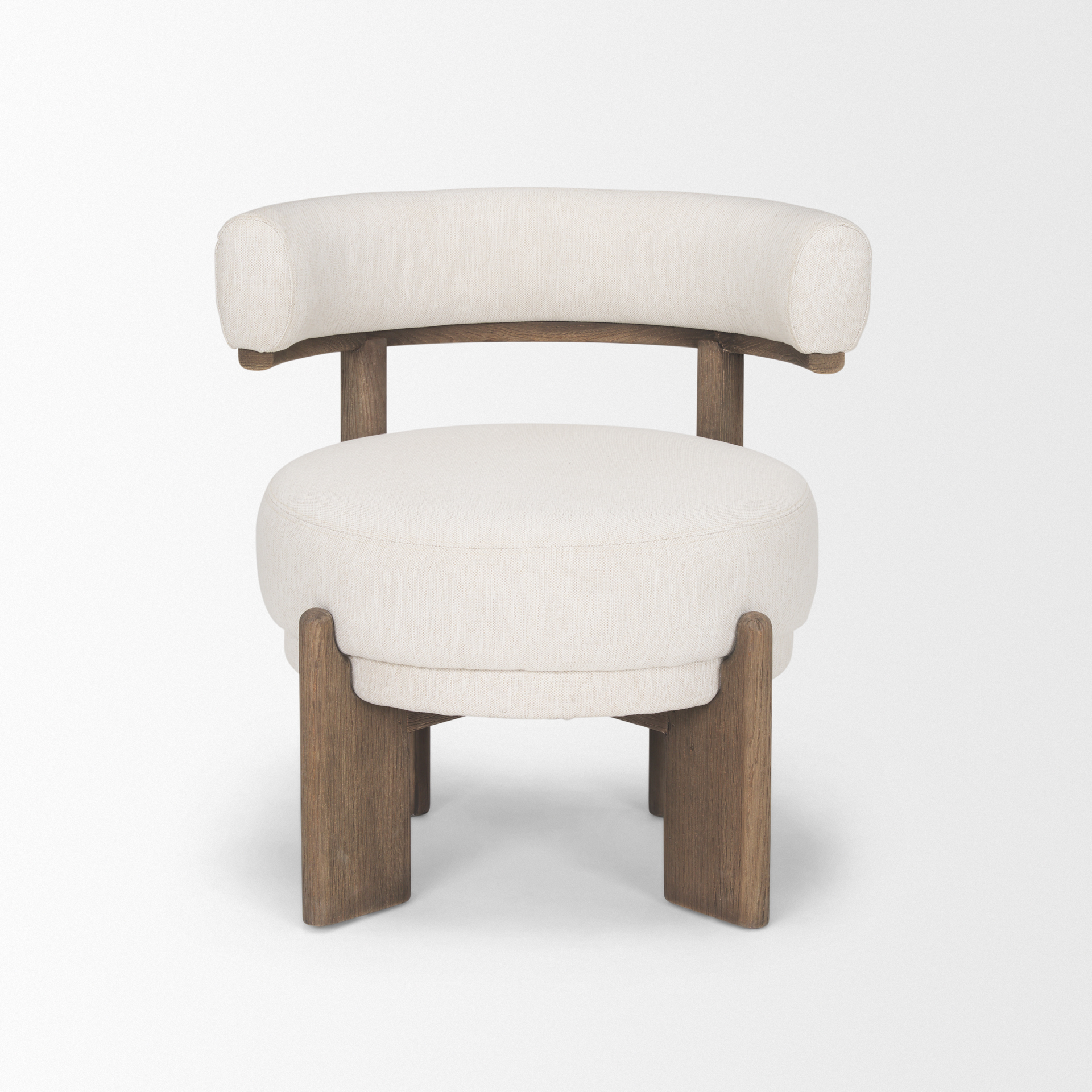 souvik dark brown wood w/ oatmeal fabric accent chair