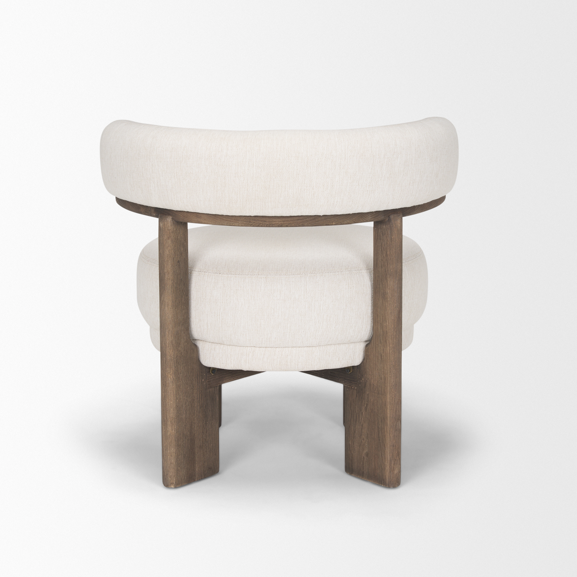 souvik dark brown wood w/ oatmeal fabric accent chair