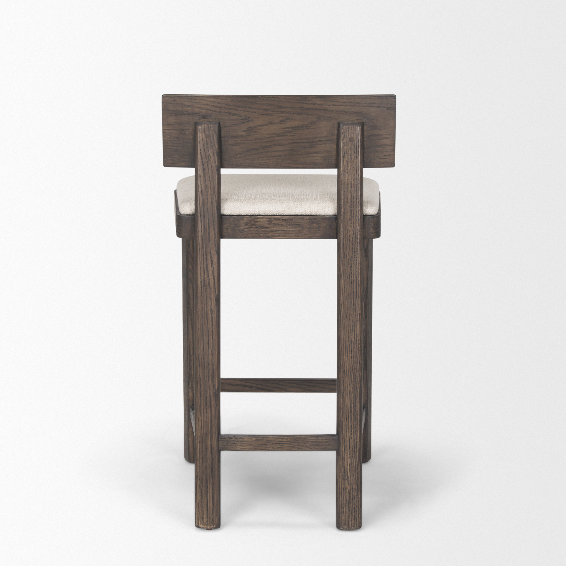 soren dark brown wood w/ oatmeal fabric counter stool