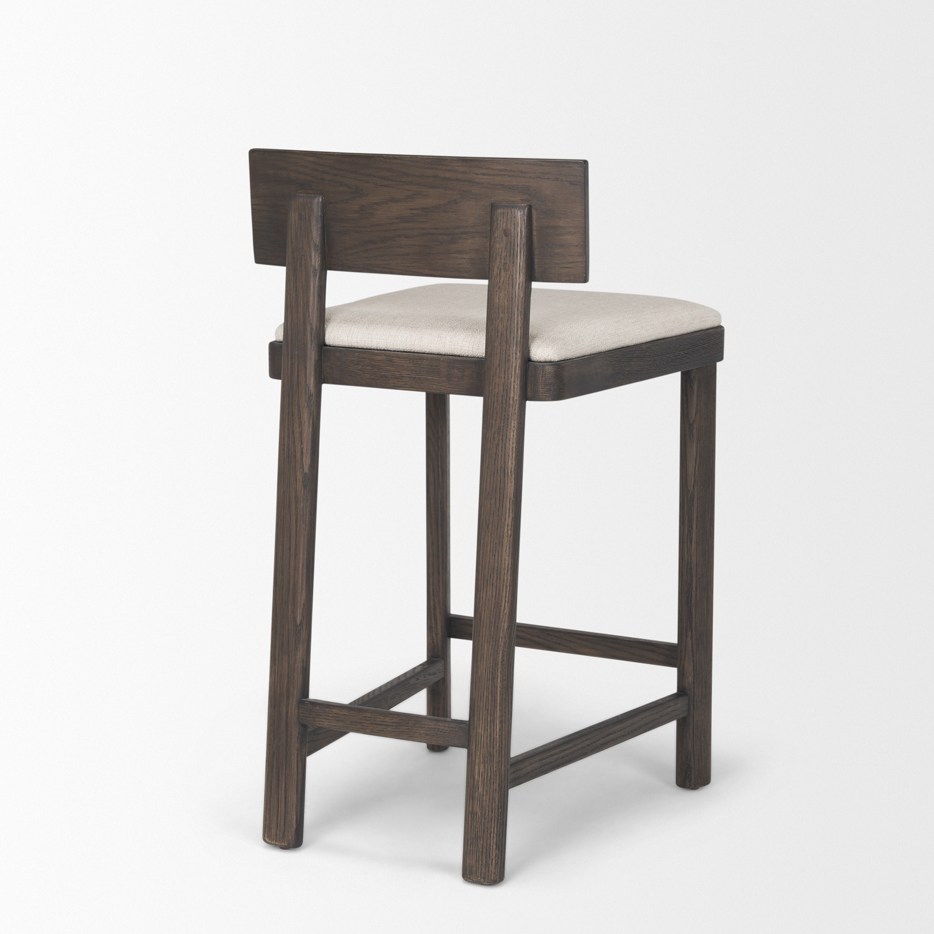 soren dark brown wood w/ oatmeal fabric counter stool