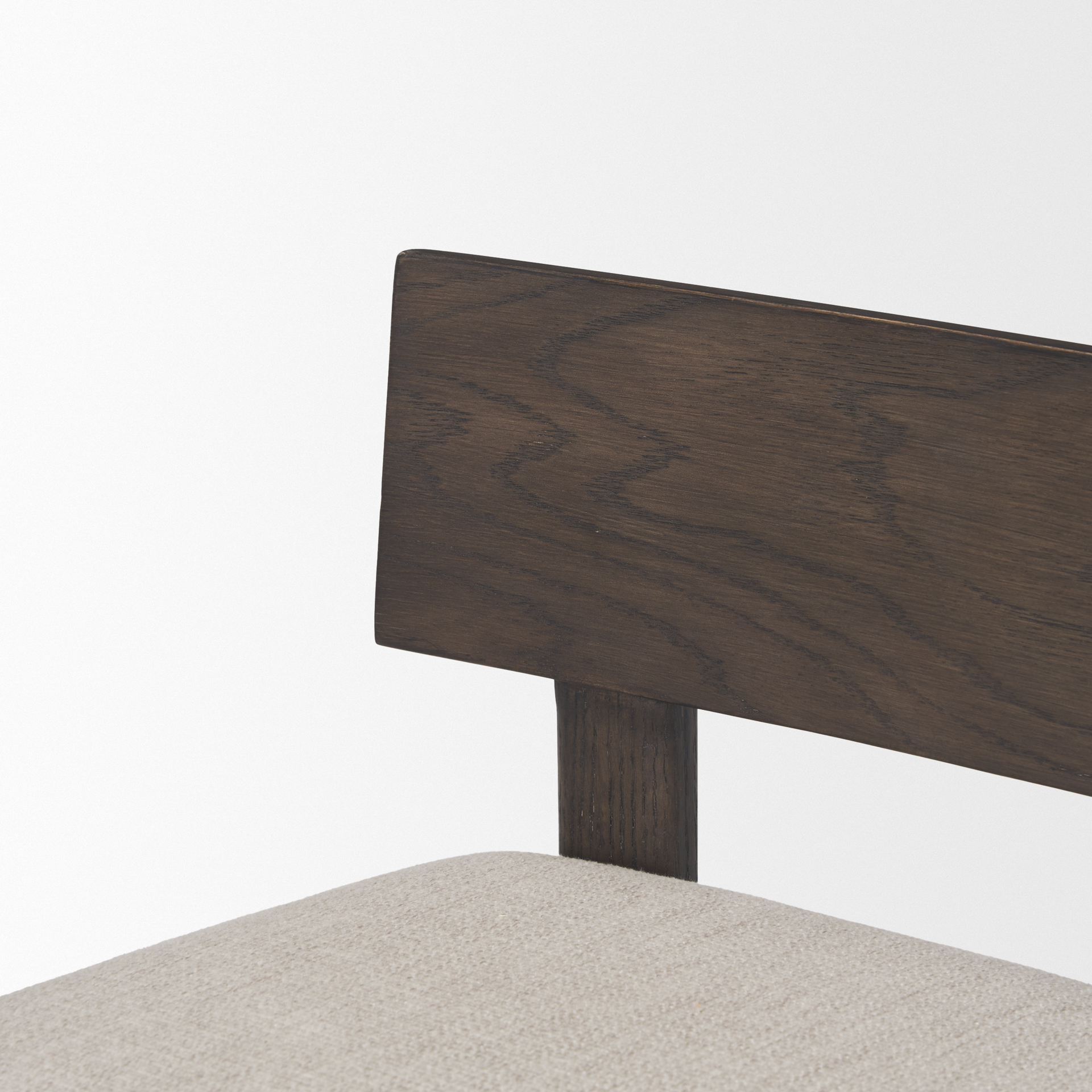 soren dark brown wood w/ oatmeal fabric counter stool