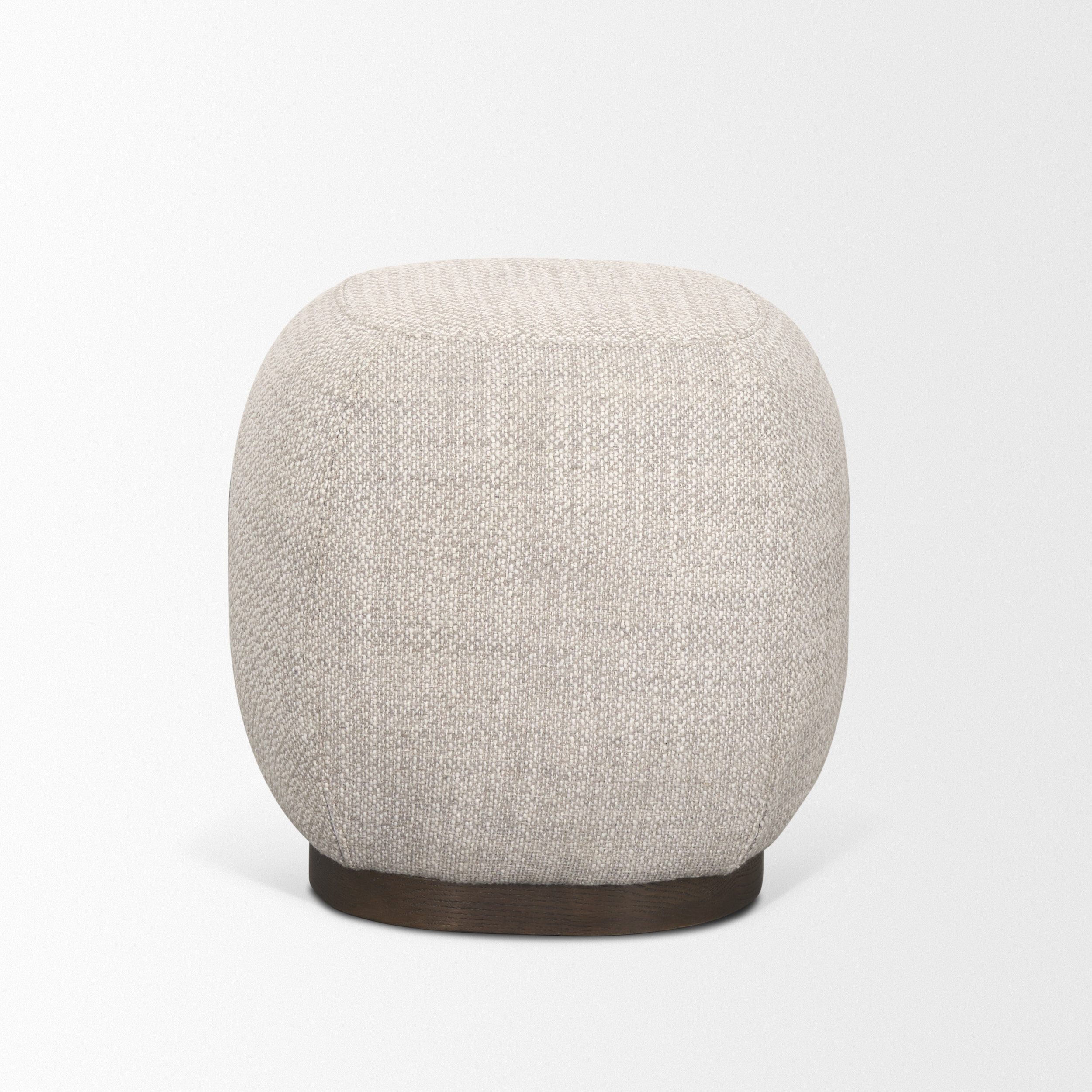 siren gray fabric w/ dark brown wood round accent stool