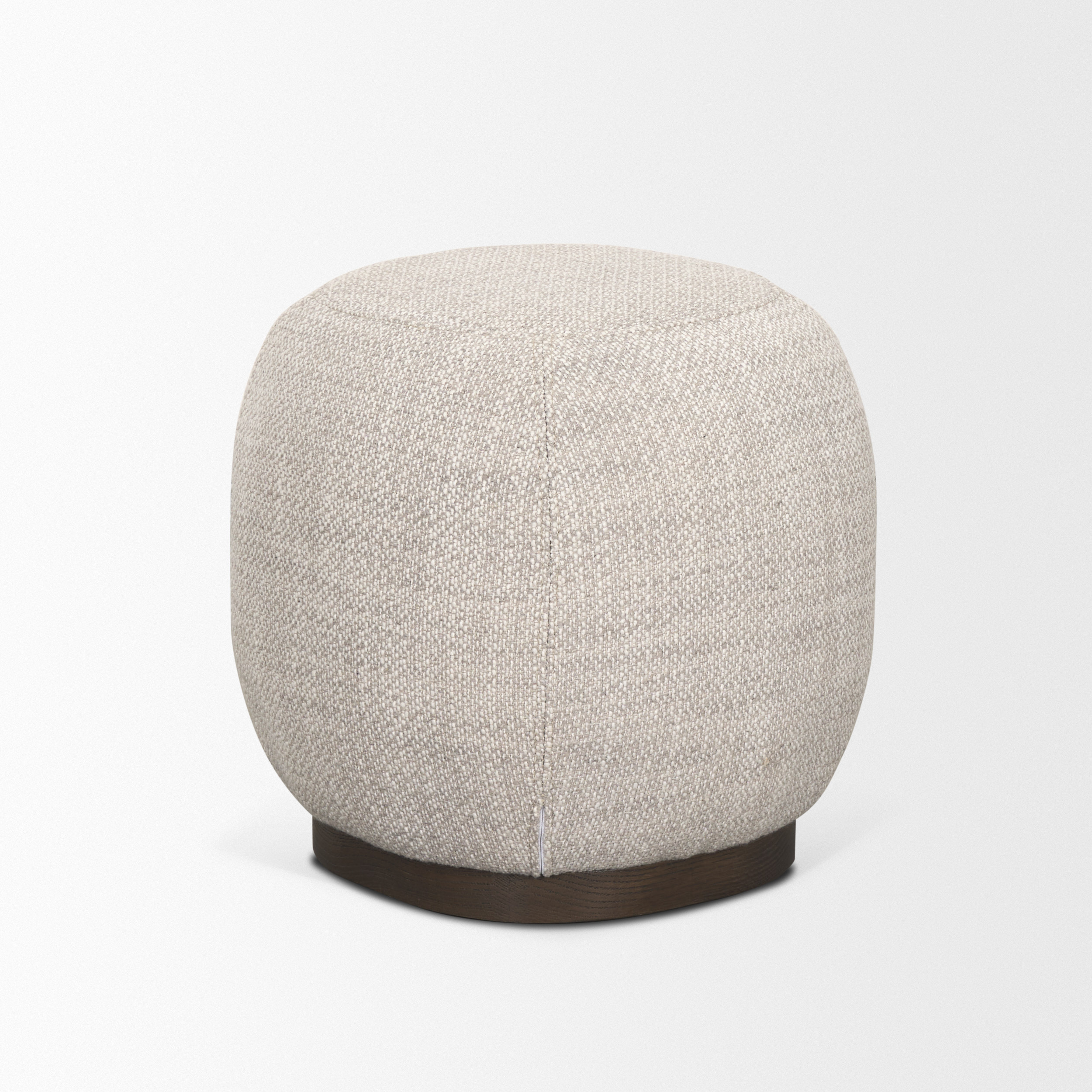 siren gray fabric w/ dark brown wood round accent stool
