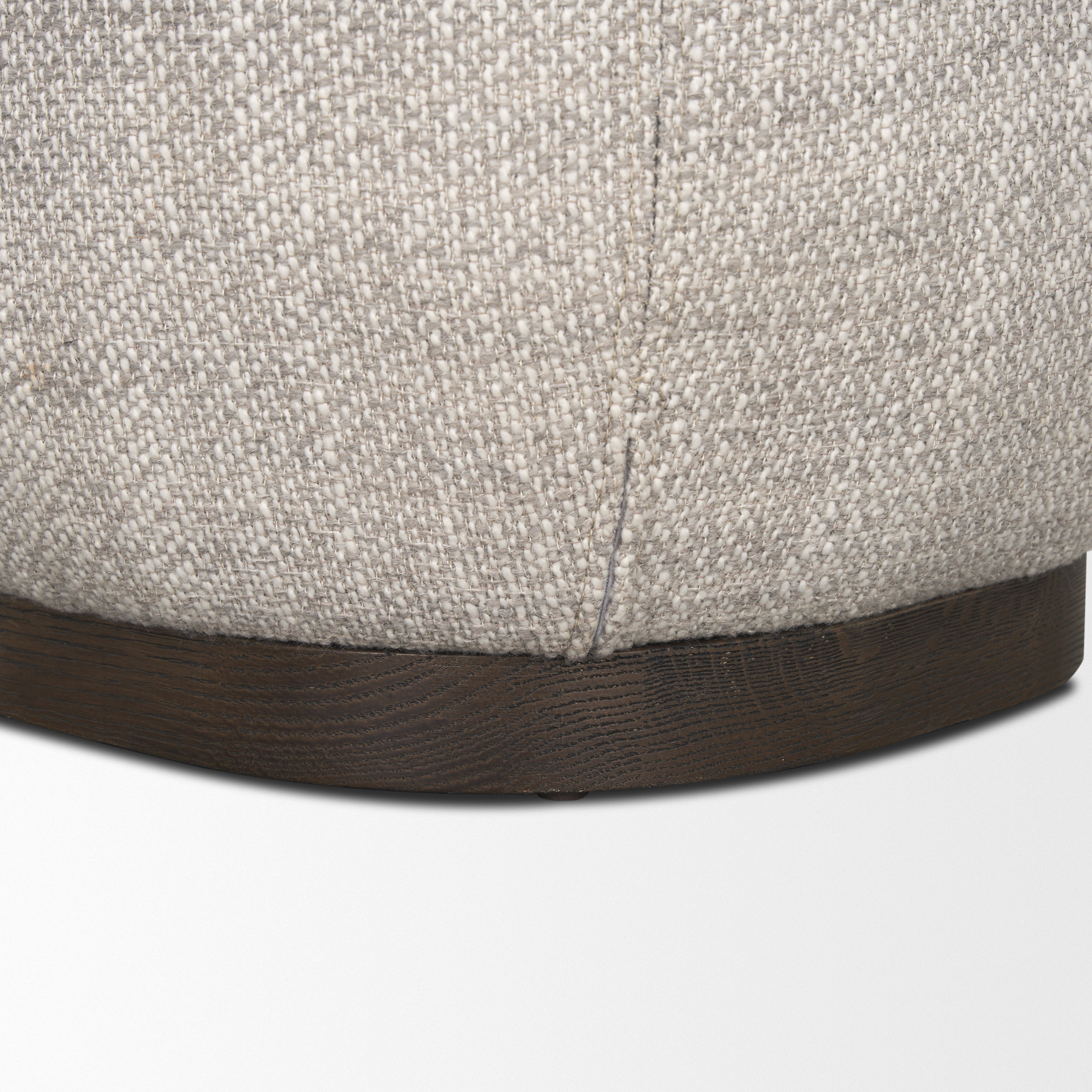 siren gray fabric w/ dark brown wood round accent stool