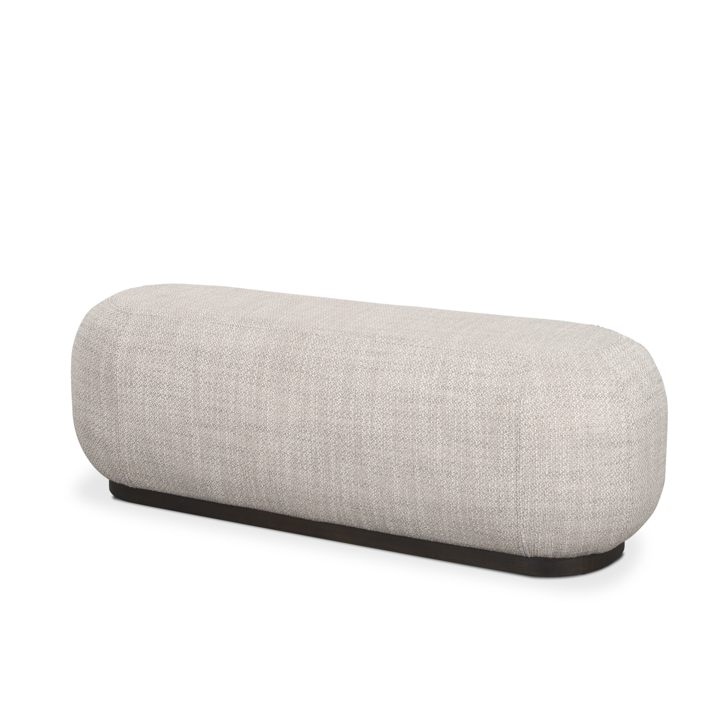siren gray fabric w/ dark brown wood oblong bench