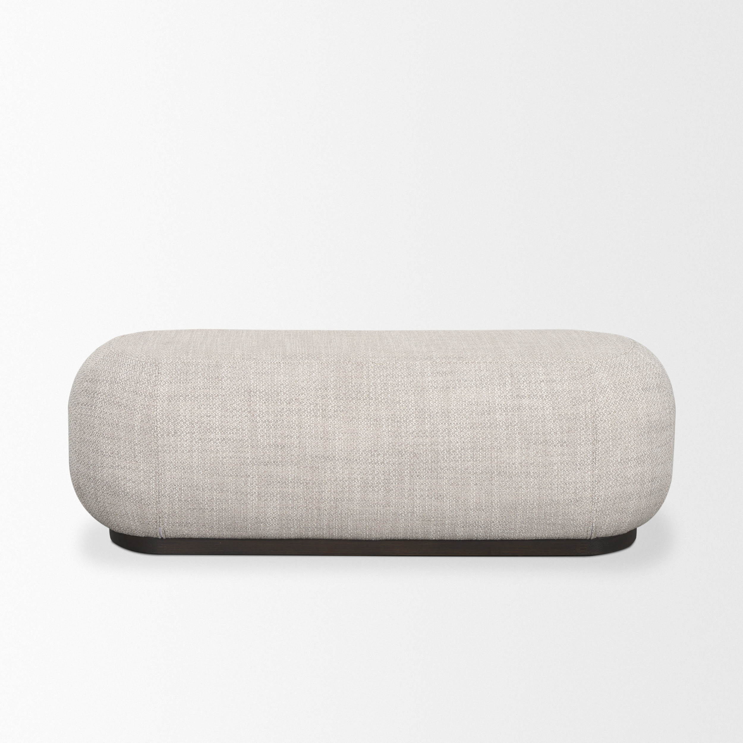 siren gray fabric w/ dark brown wood oblong bench