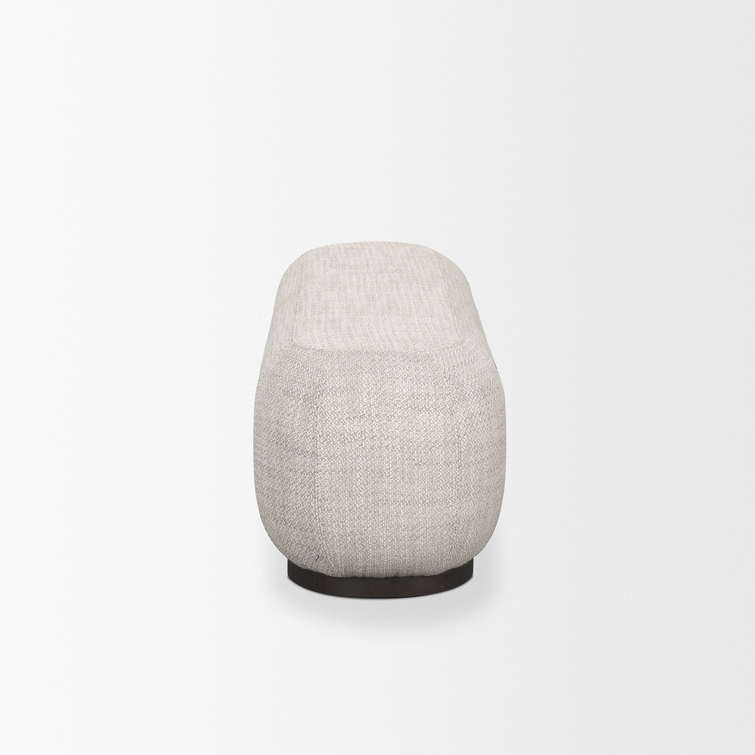 siren gray fabric w/ dark brown wood oblong bench