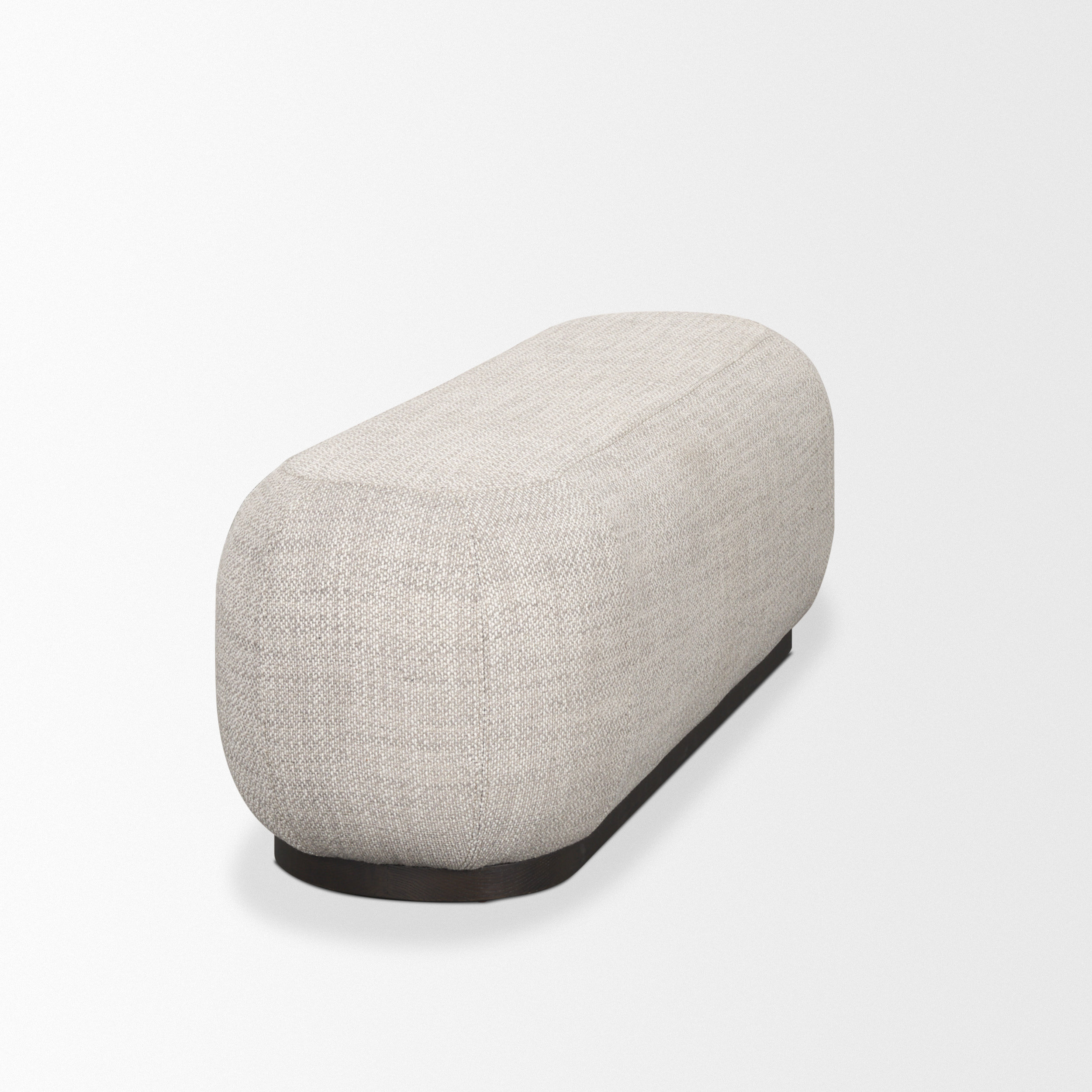 siren gray fabric w/ dark brown wood oblong bench