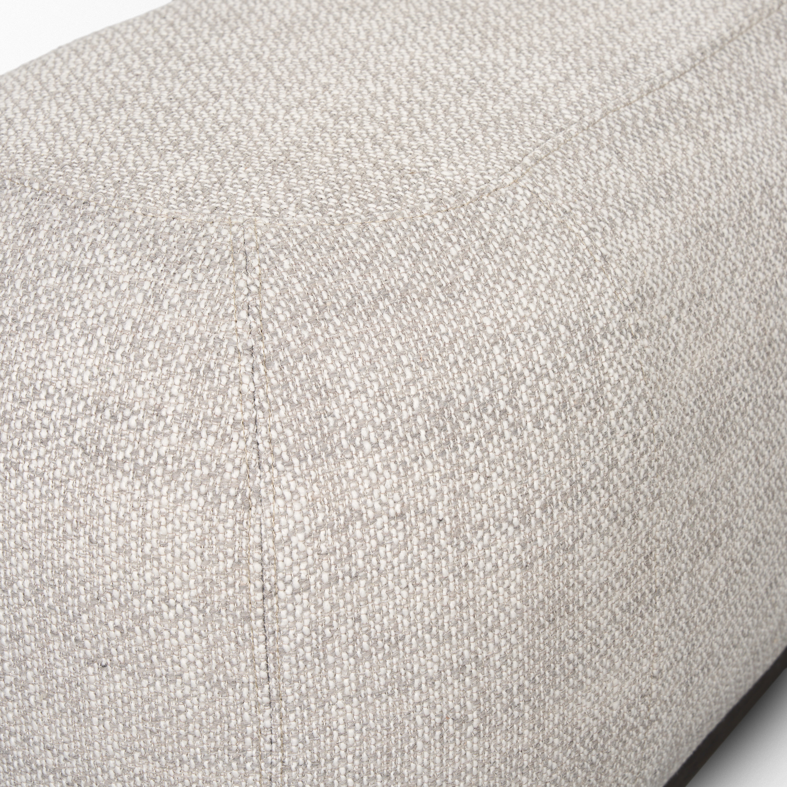 siren gray fabric w/ dark brown wood oblong bench