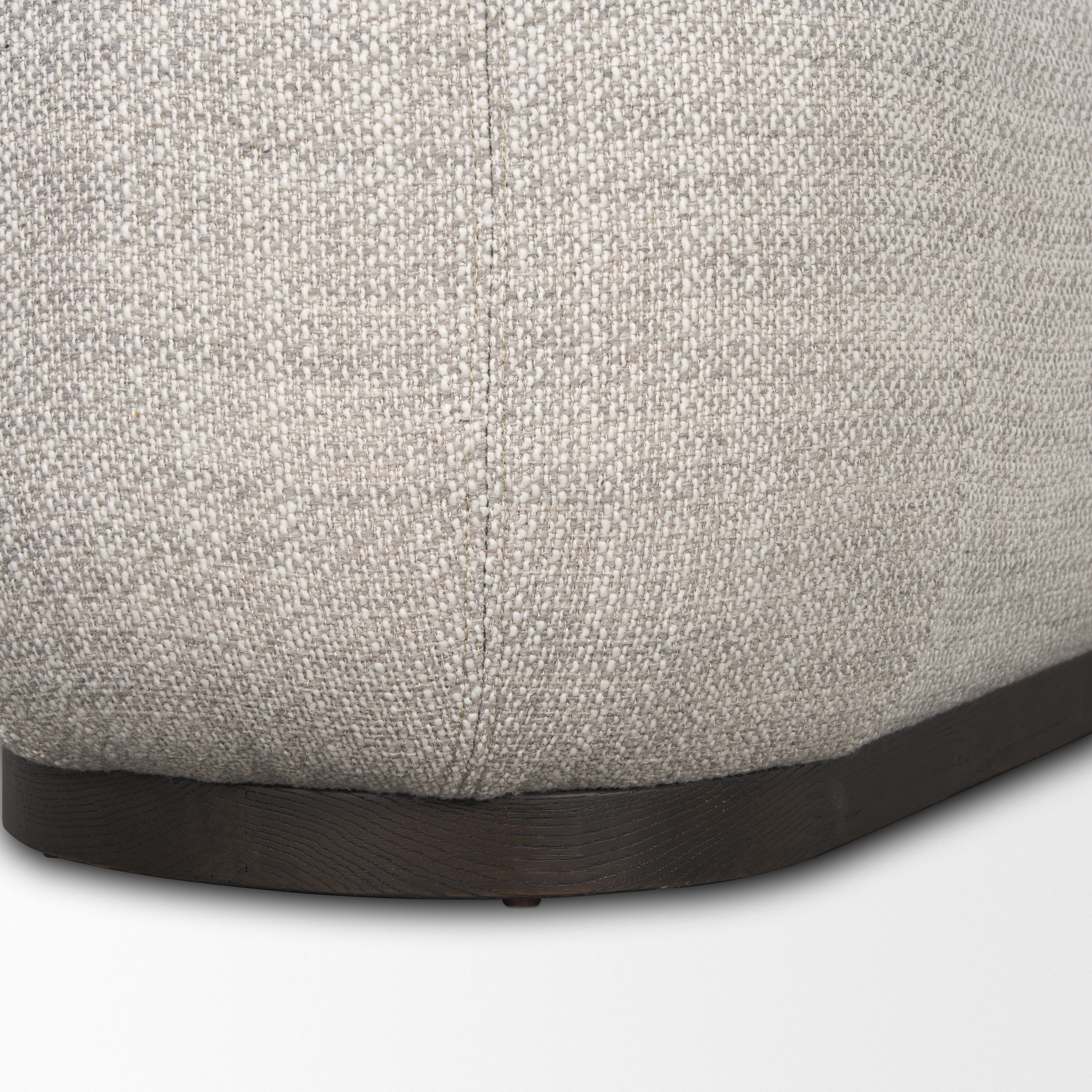 siren gray fabric w/ dark brown wood oblong bench