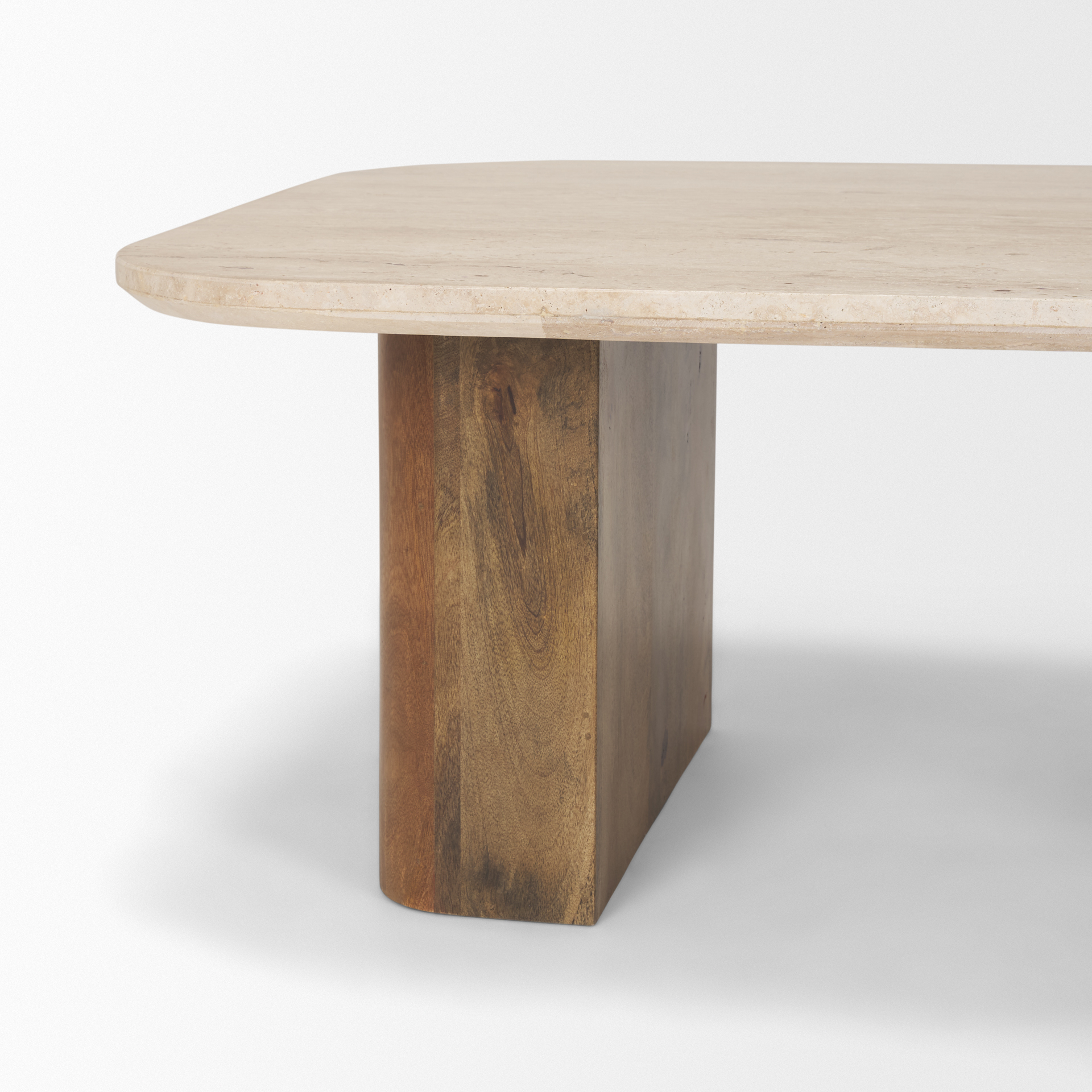 symona travertine and mango wood rectangle coffee table