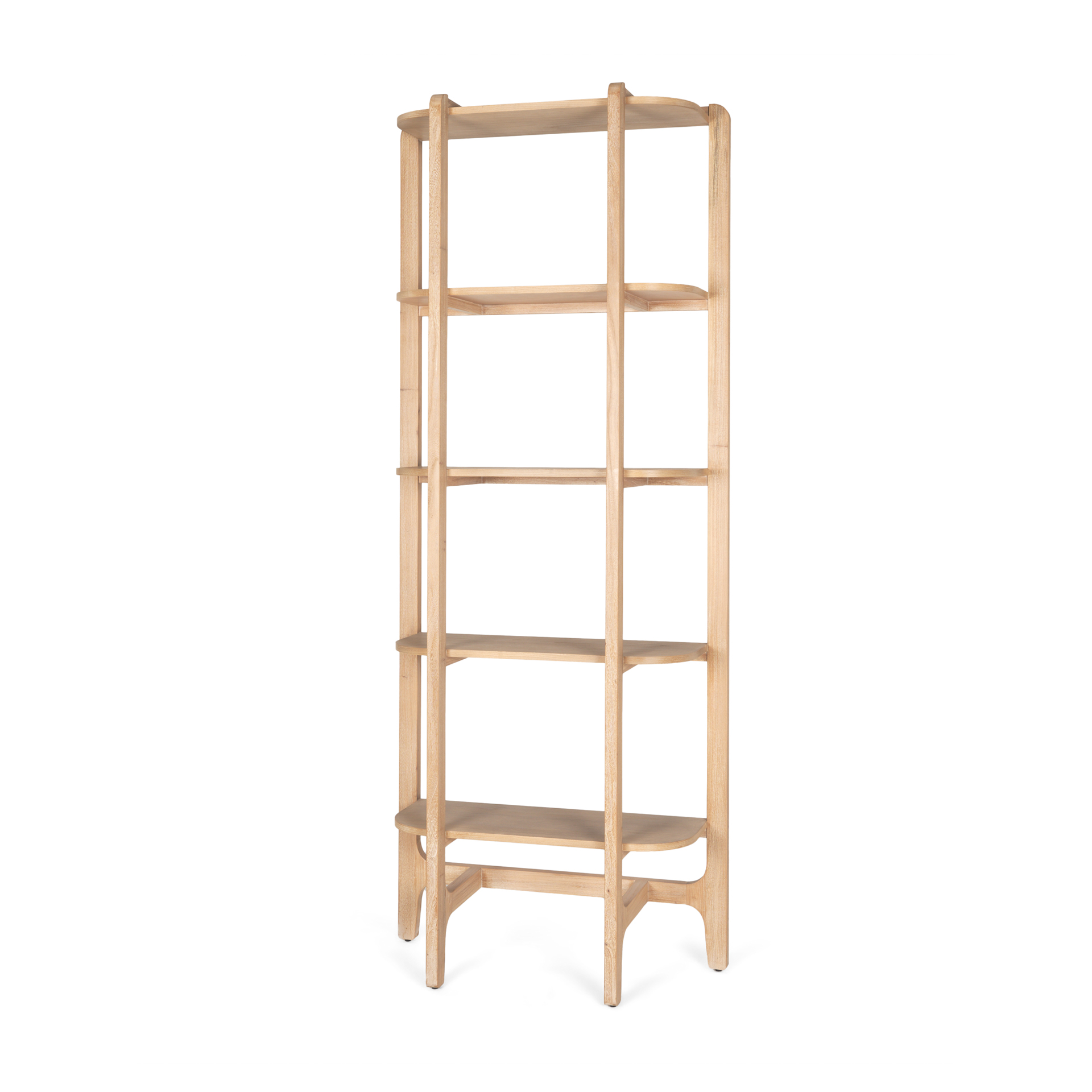 taylin light brown solid wood open bookshelf