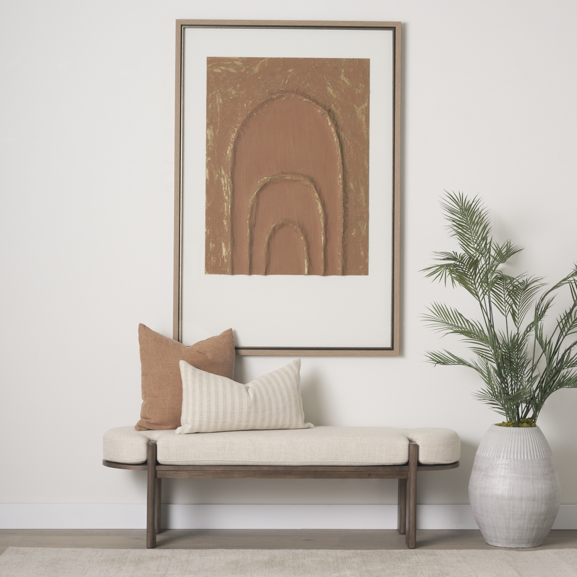 terracotta arches ii by mercana studio hand embelished textured framed art print matted under glass