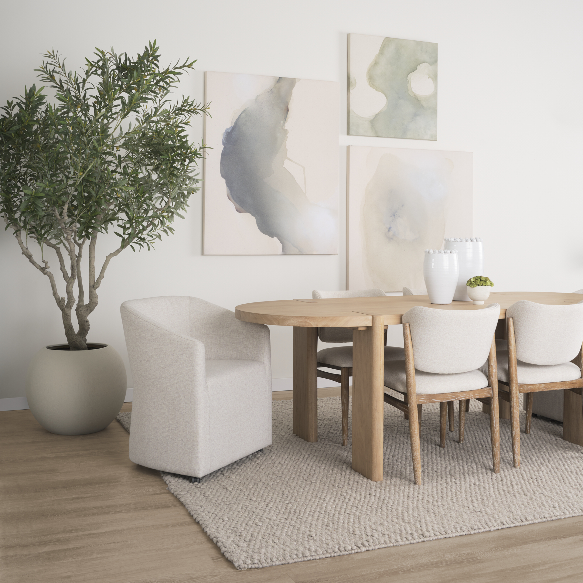 Sohan Light Brown Wood Oval Dining Table