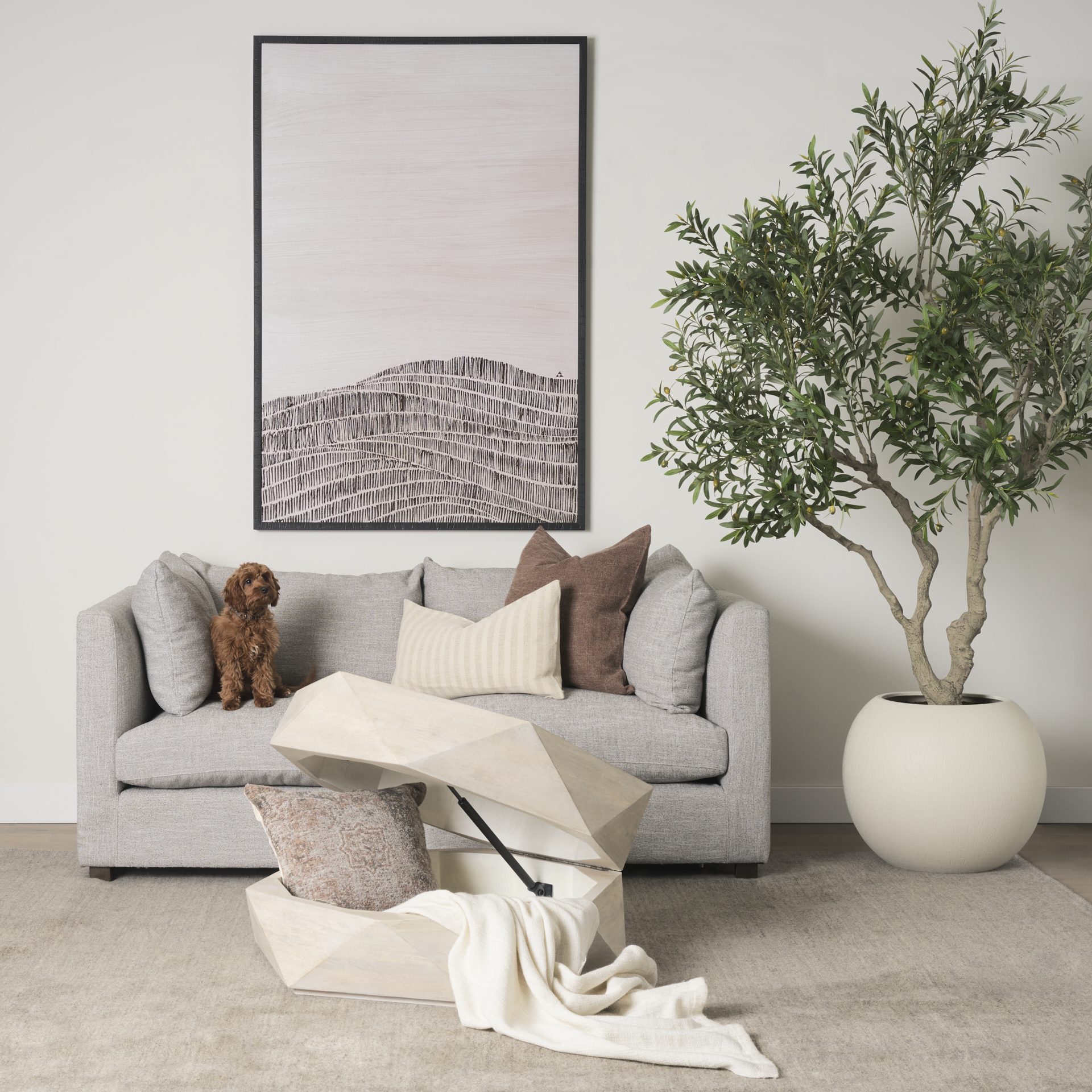 arreto hexagonal hinged solid wood top and base coffee table
