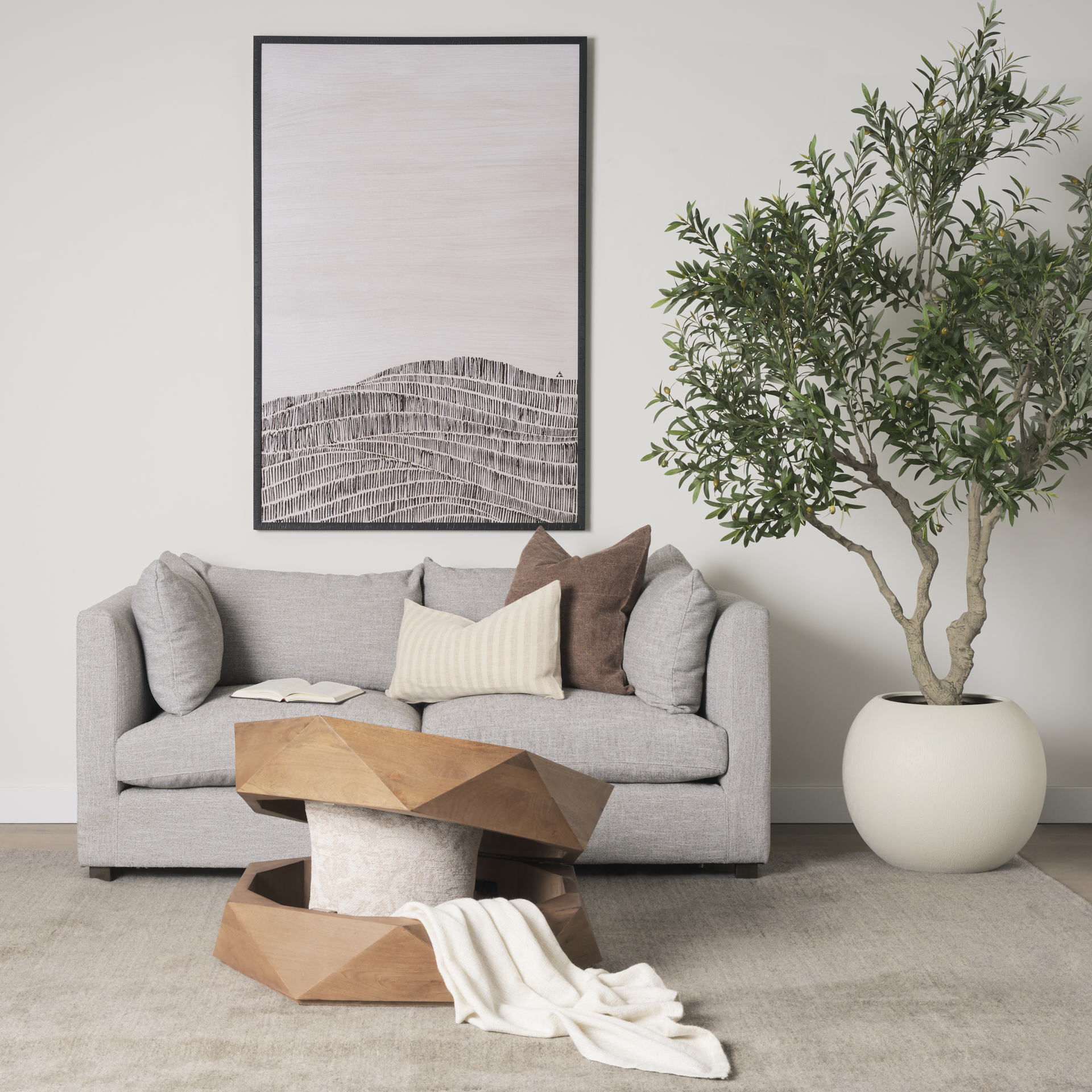 arreto hexagonal hinged solid wood top and base coffee table