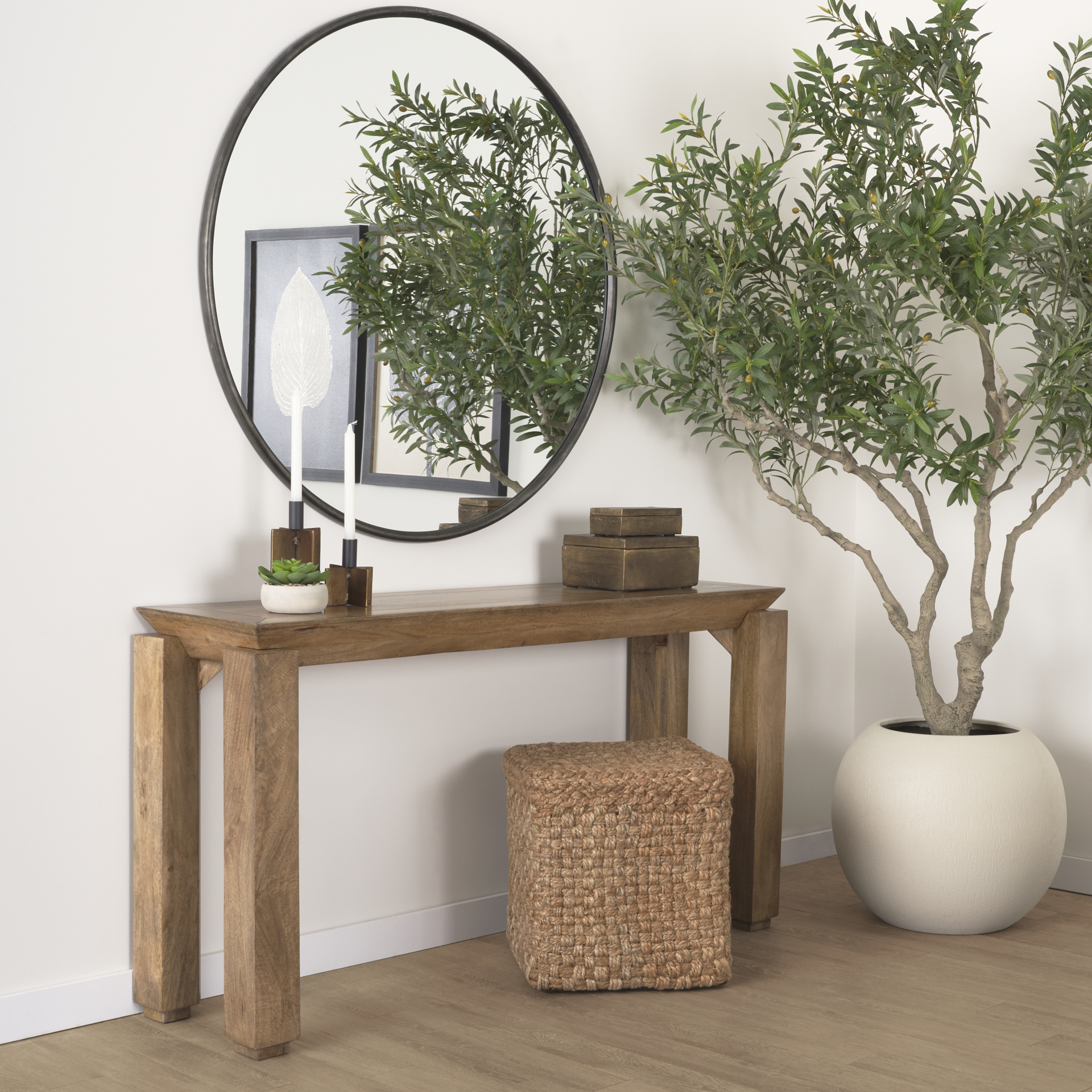 Sapphira Brown Wood Tapered Top Console Table