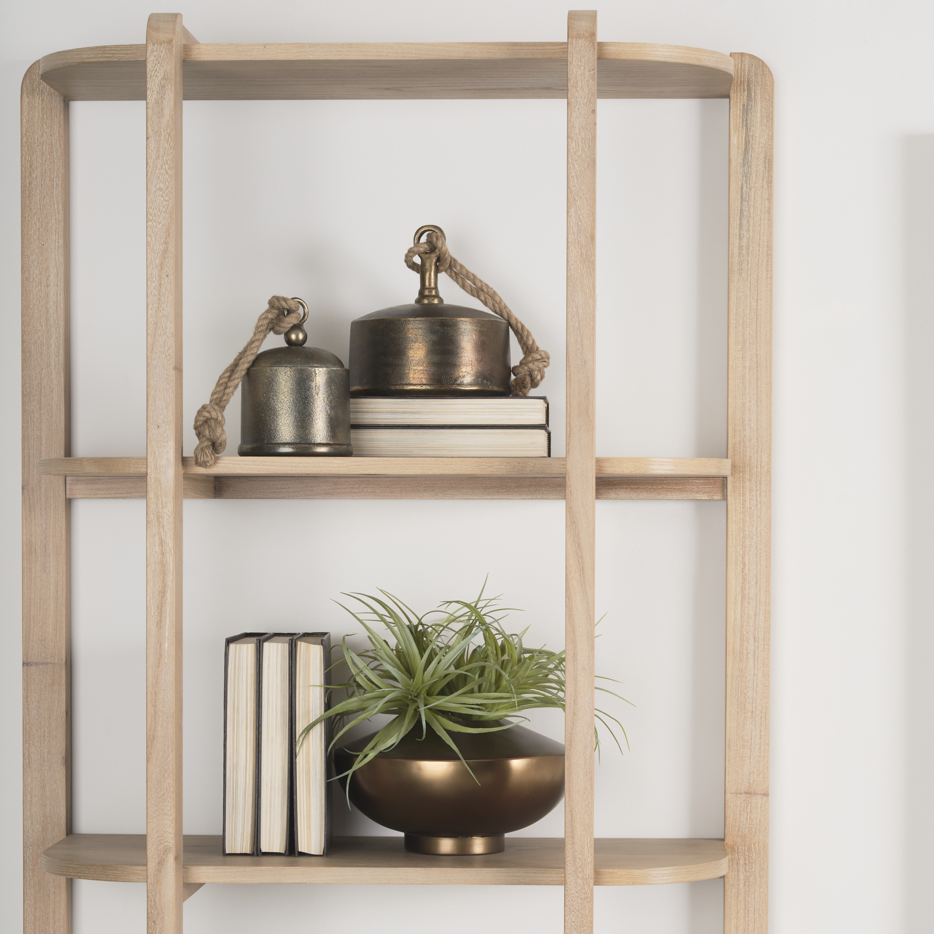 taylin light brown solid wood open bookshelf
