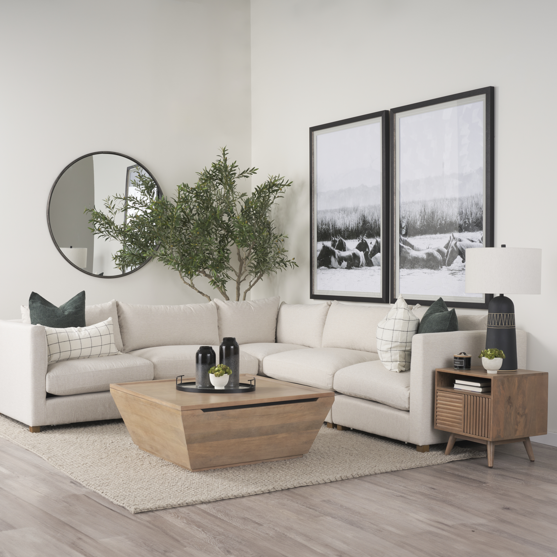 wyatt 41.0l x 41.0w x 16.0h brown wood angular coffee table