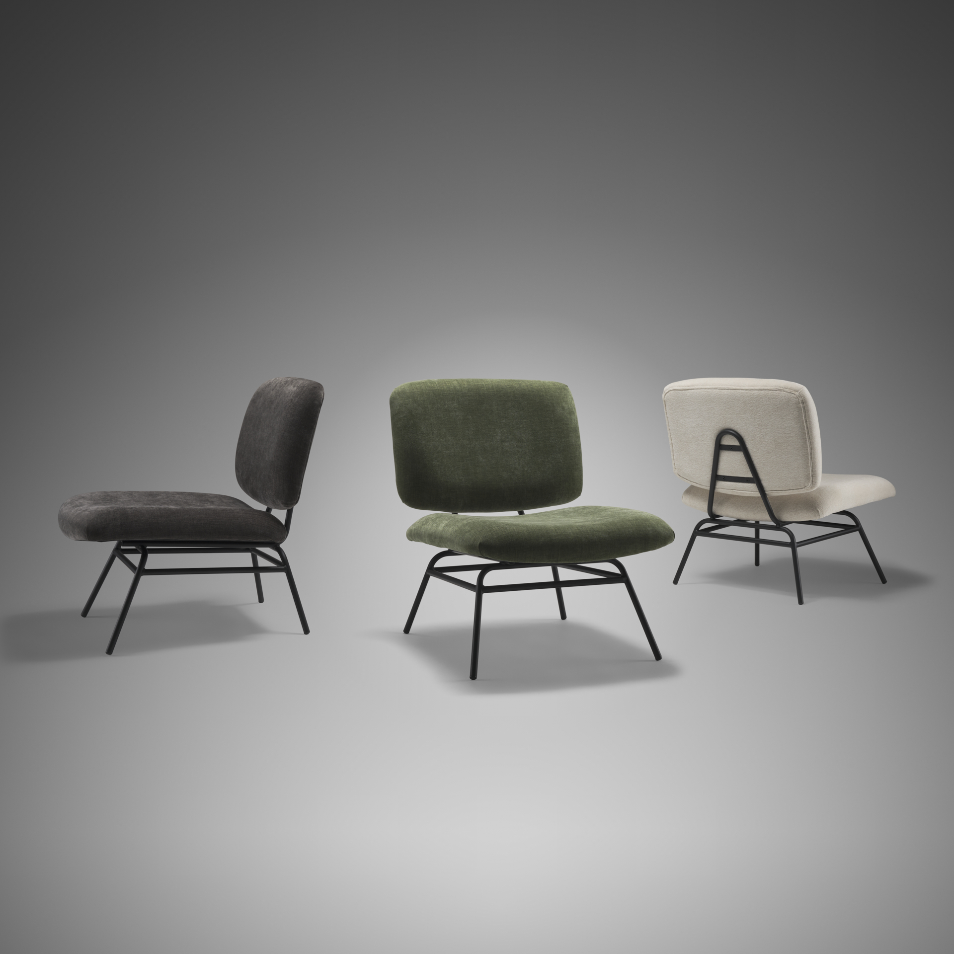 nora charcoal fabric w/ matte black metal legs accent chair