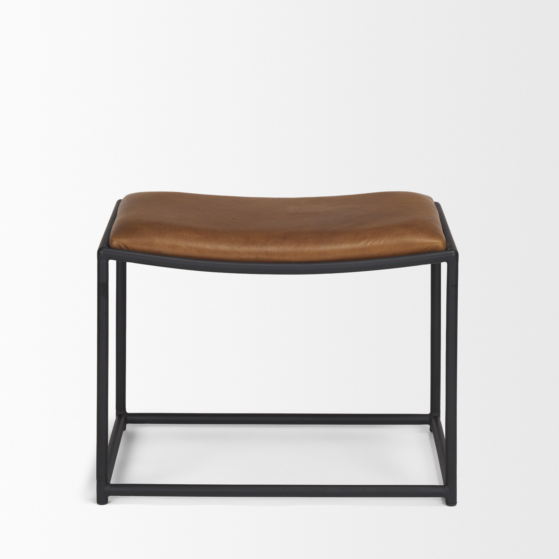 taniel brown leather w/ black metal stool
