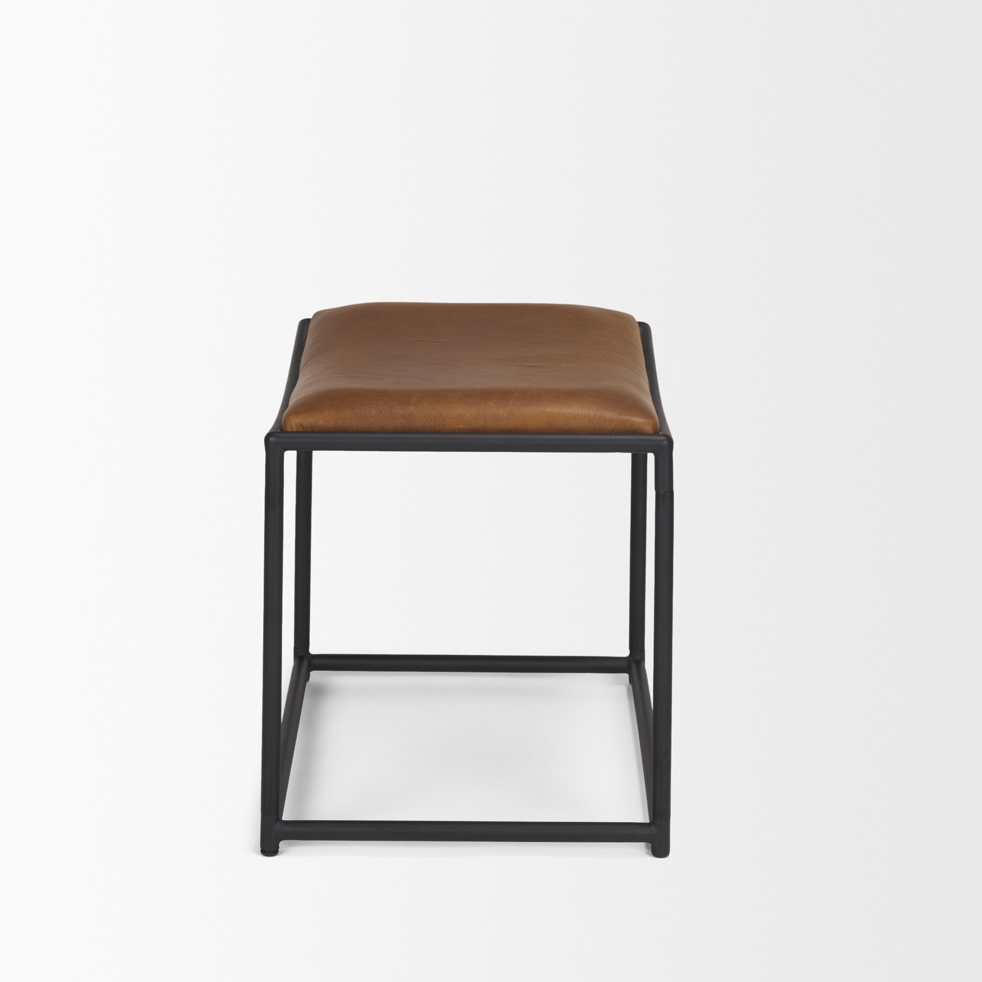 taniel brown leather w/ black metal stool
