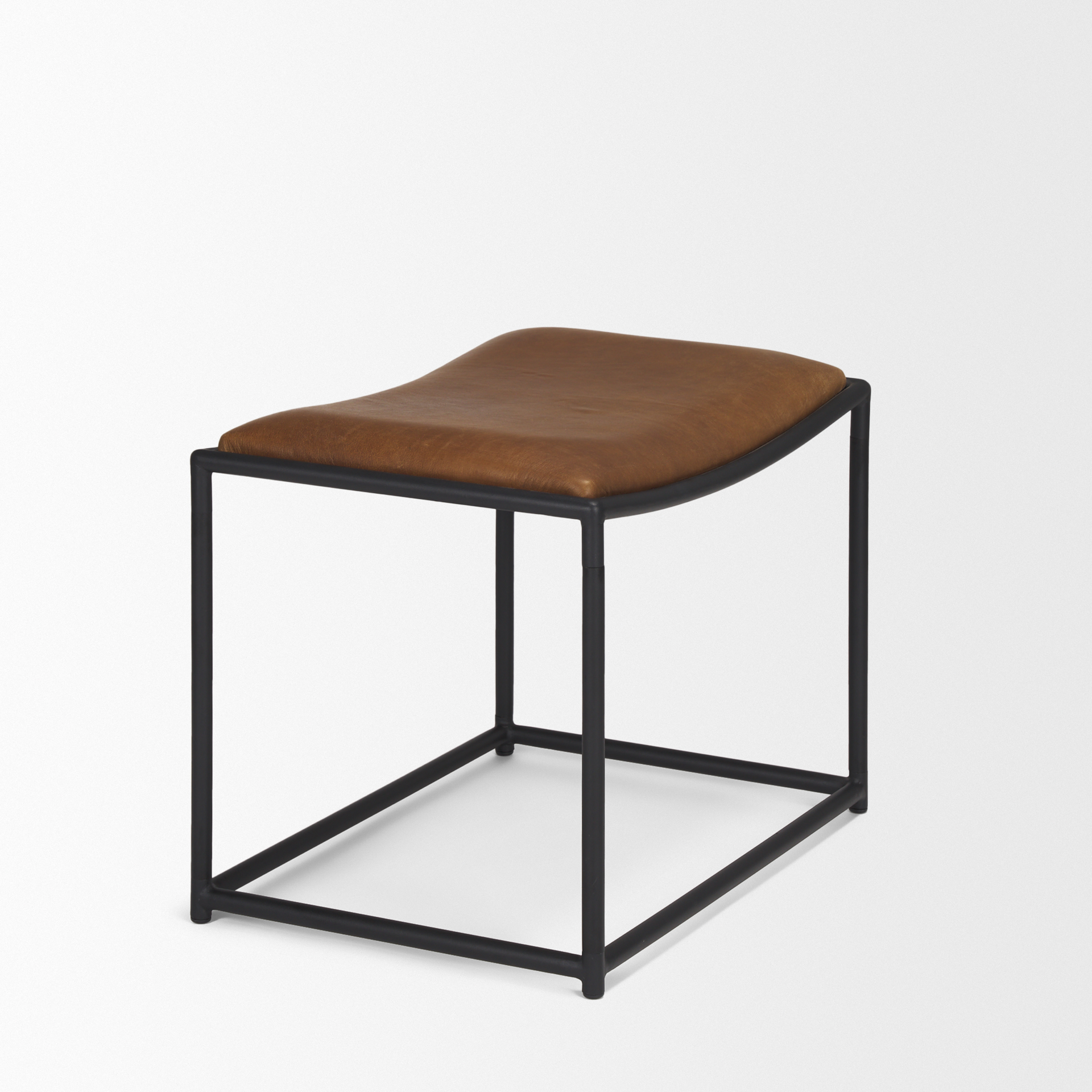 taniel brown leather w/ black metal stool