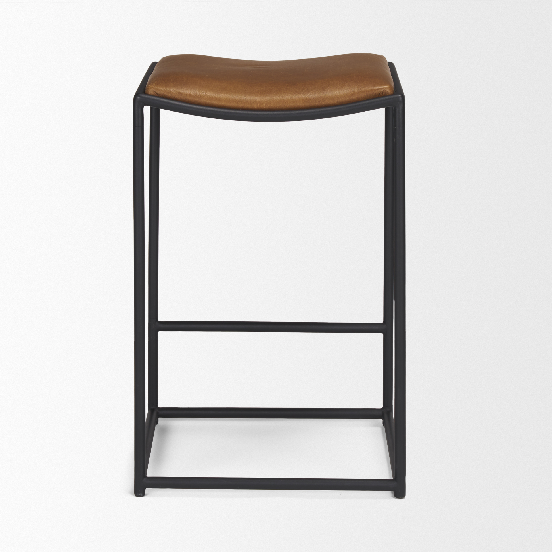 taniel brown leather w/ black metal counter stool