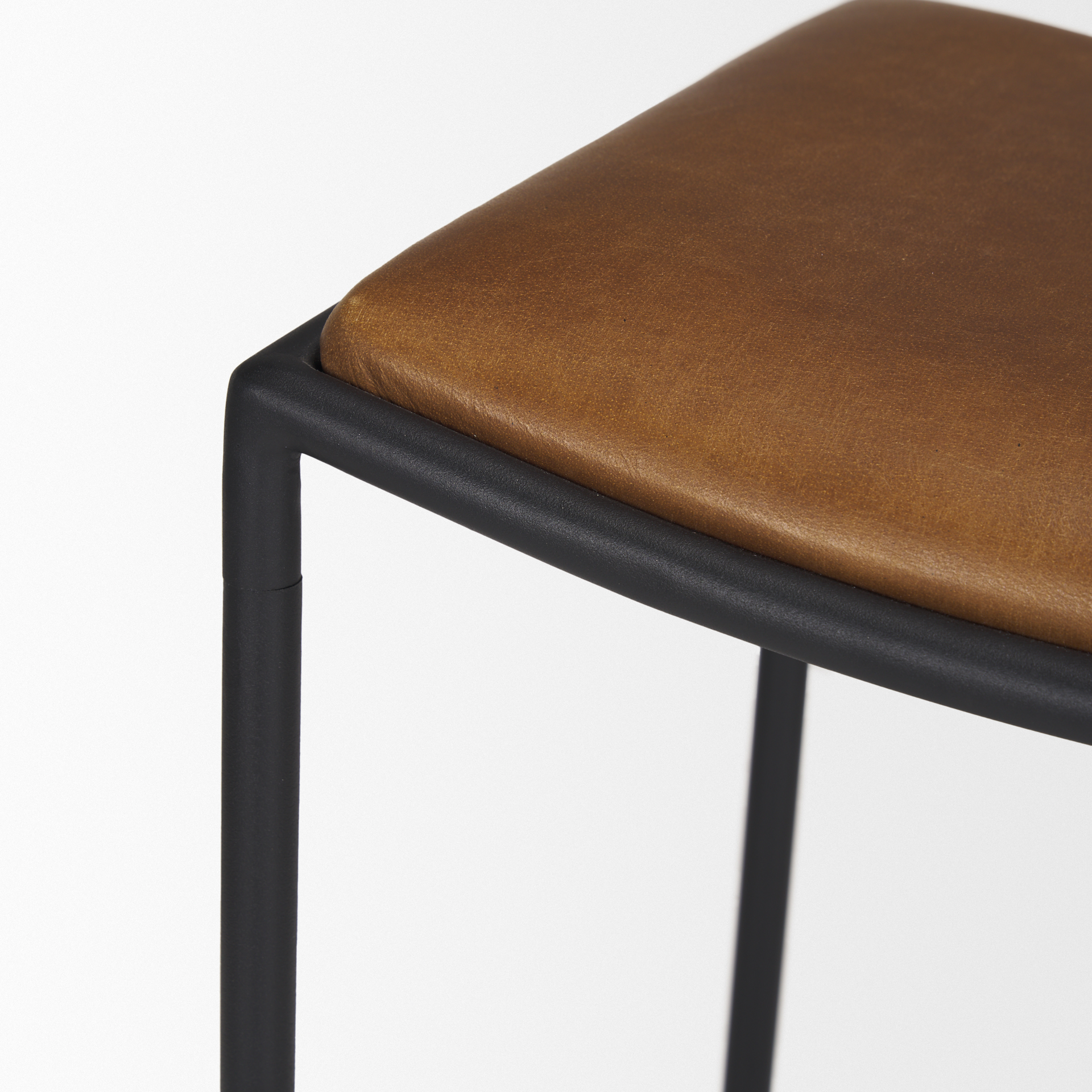 taniel brown leather w/ black metal counter stool