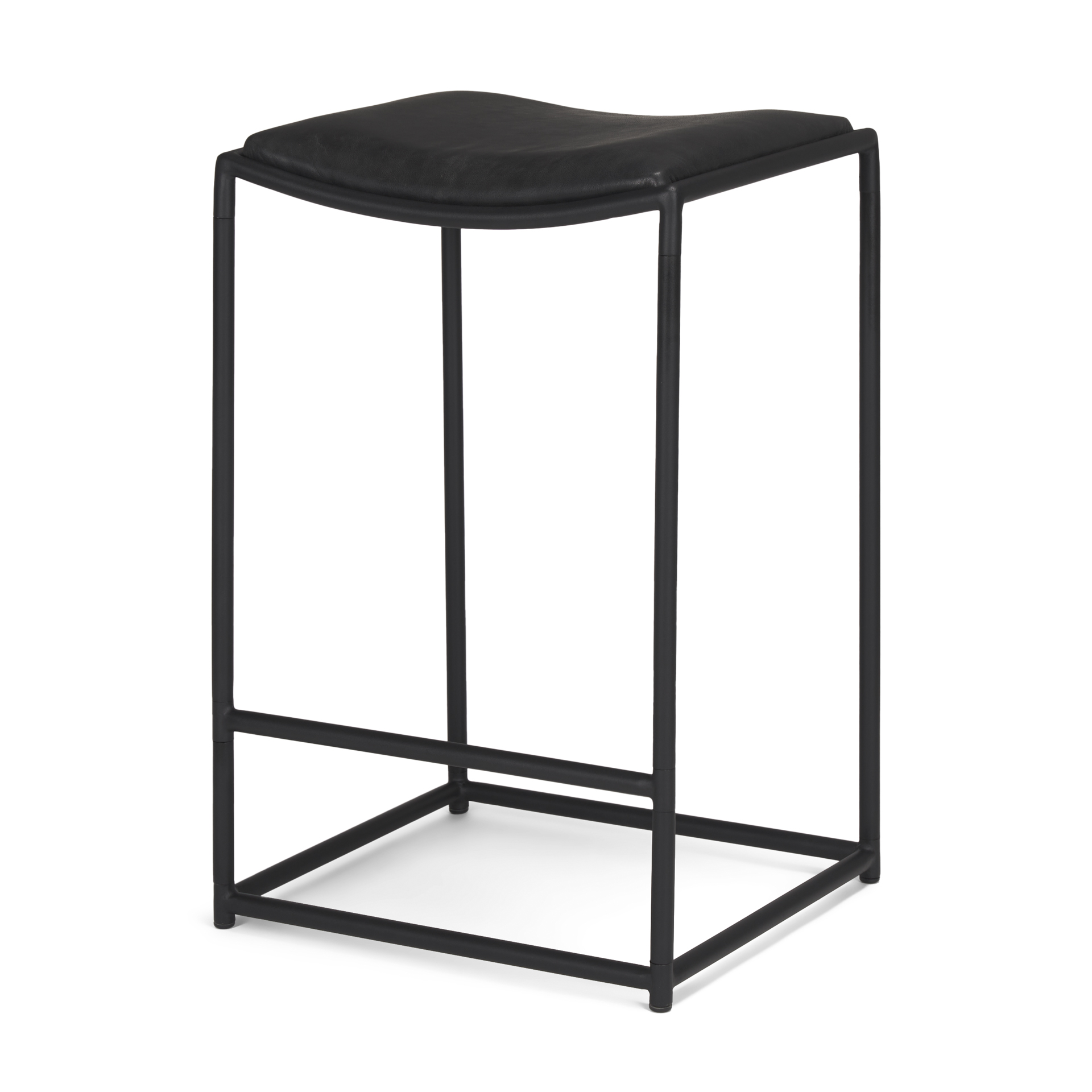 taniel black leather w/ black metal counter stool