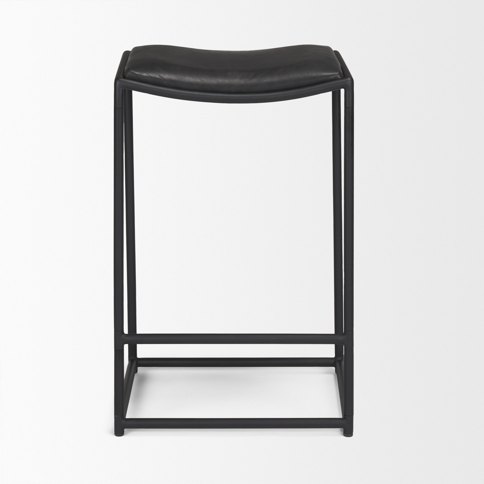 taniel black leather w/ black metal counter stool