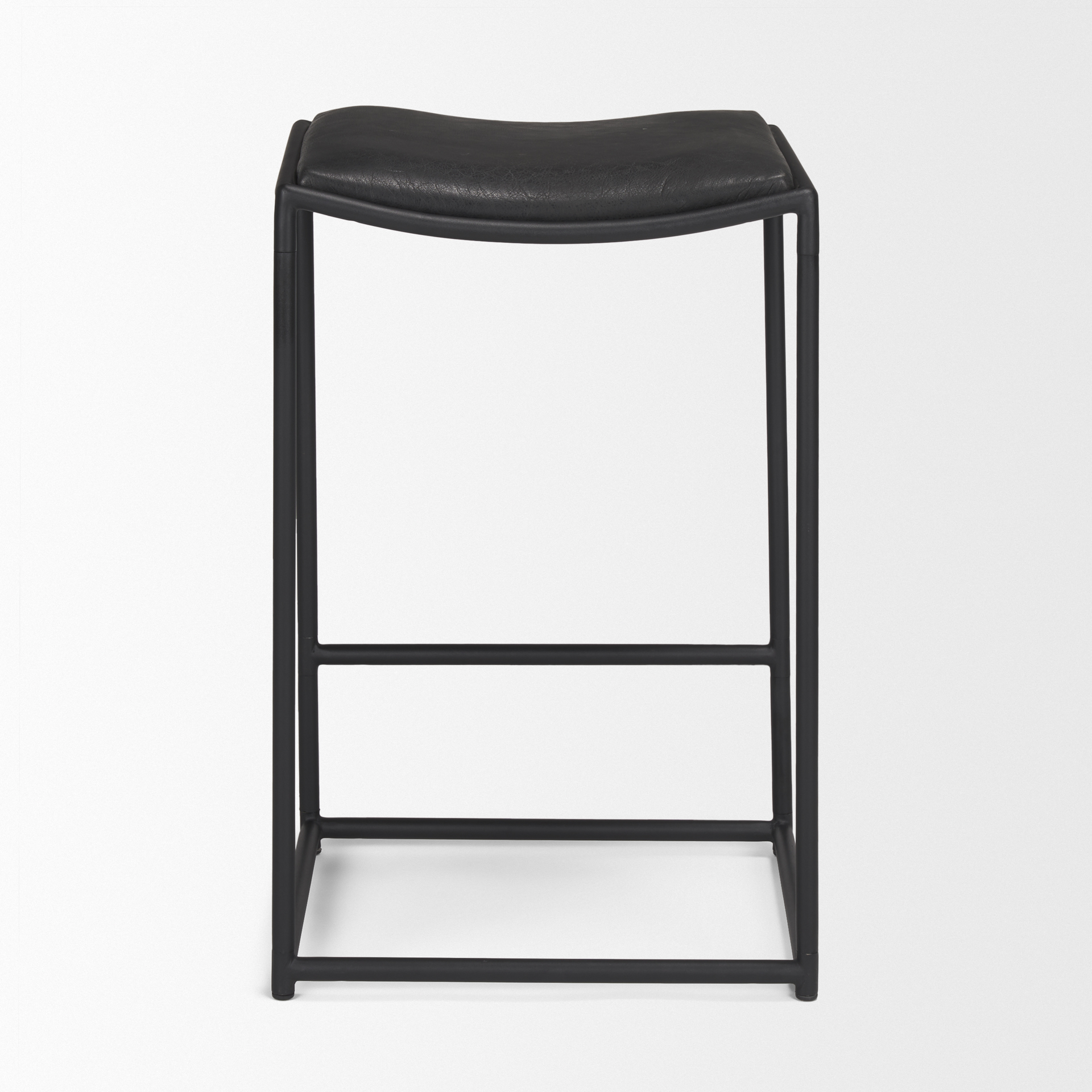 taniel black leather w/ black metal counter stool