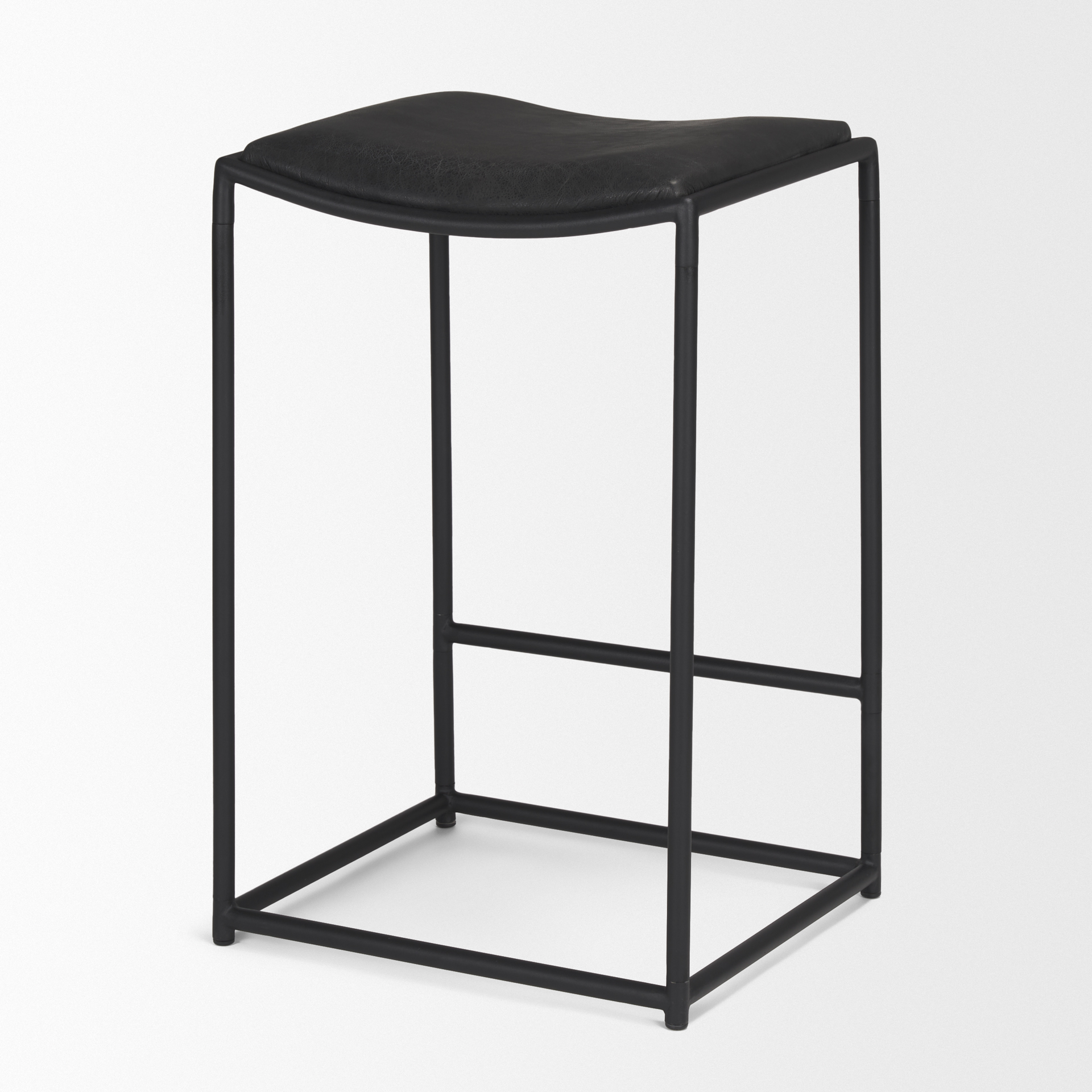 taniel black leather w/ black metal counter stool