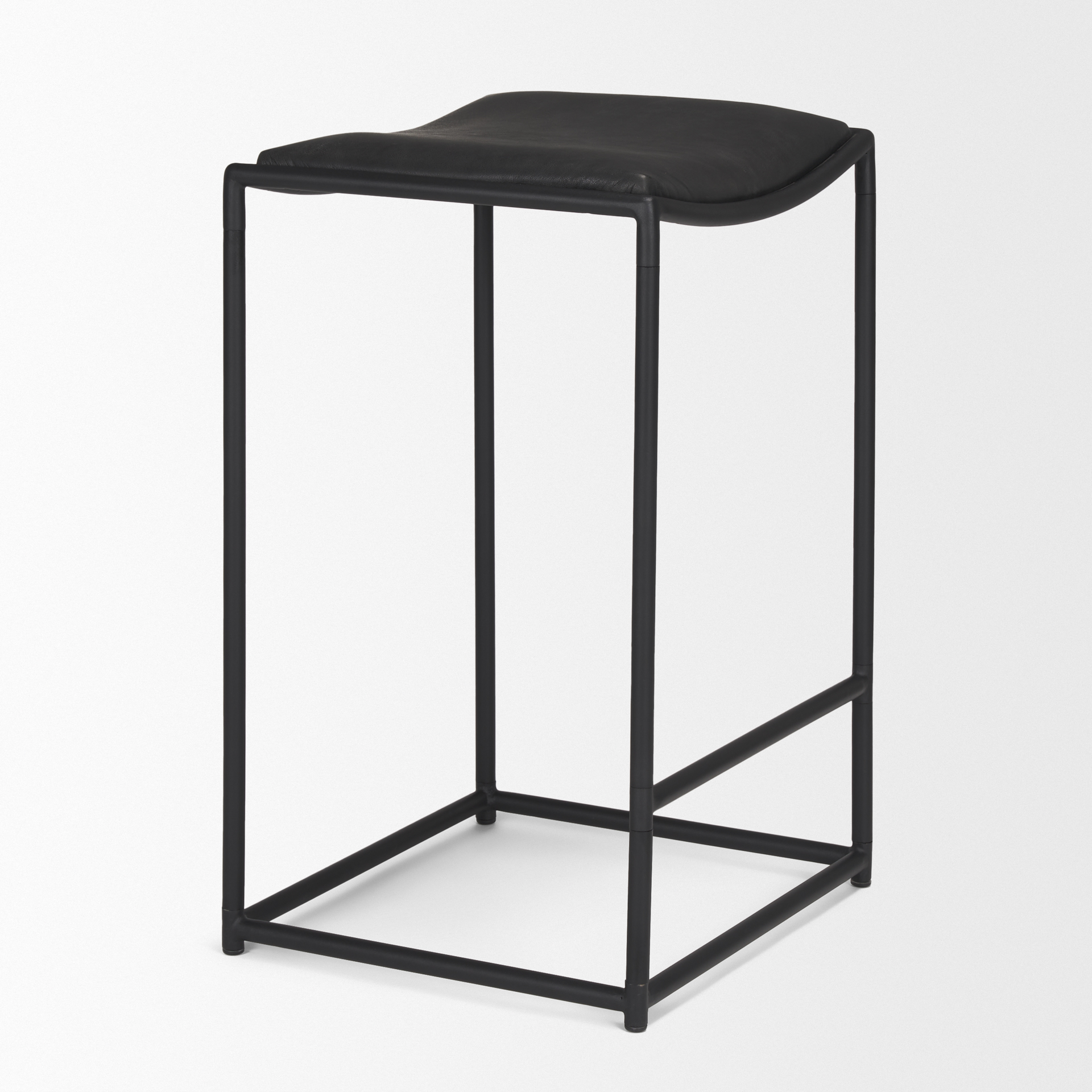 taniel black leather w/ black metal counter stool