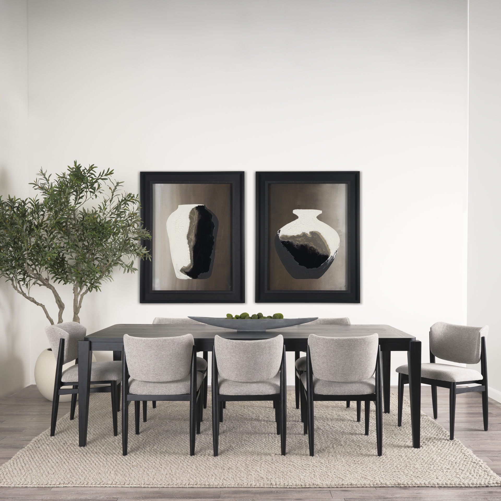 cline 20.9l x 23.0w x 31.9h gray fabric w/black wood dining chair