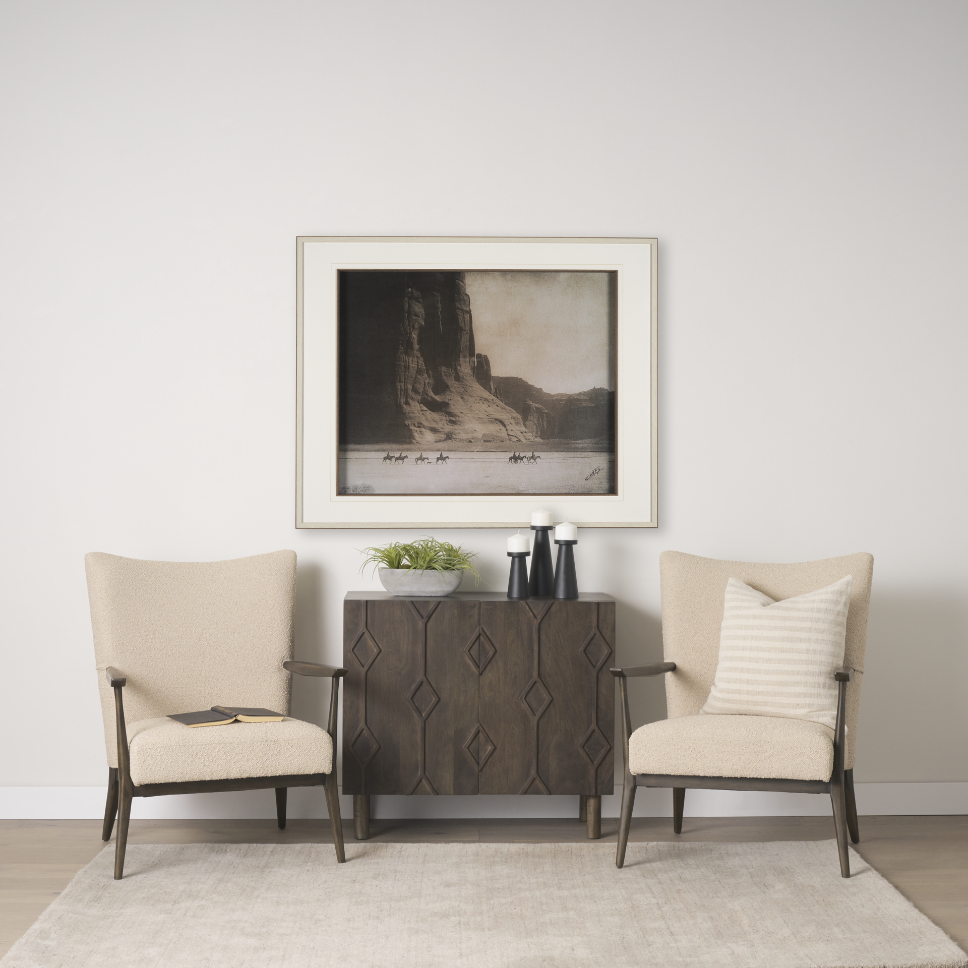 argent beige boucle accent chair