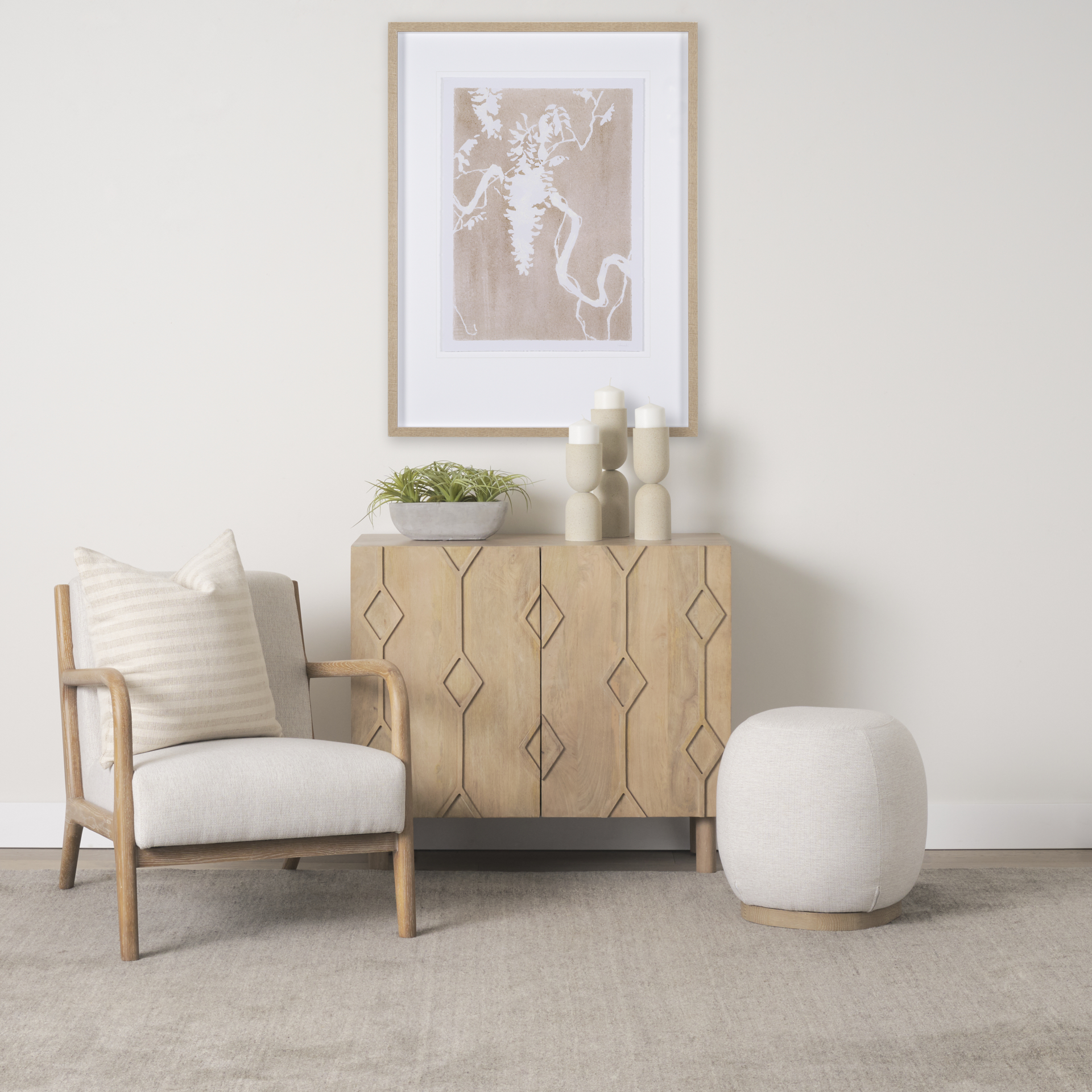 heera light brown diamond motif w/ shelf accent cabinet