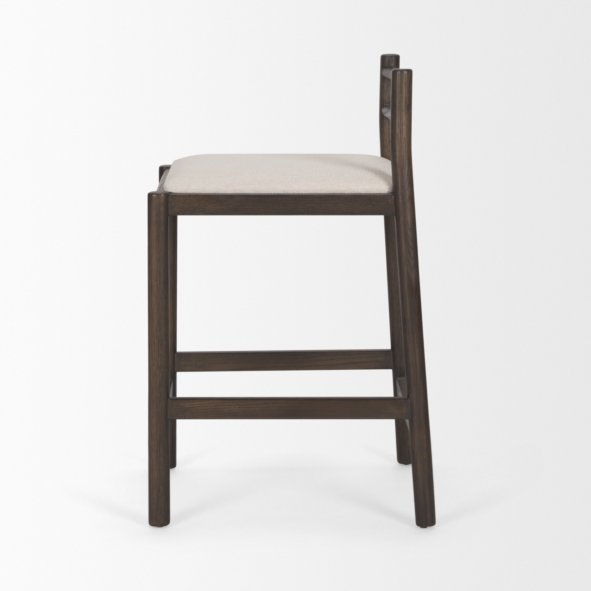 Sam Dark Brown Wood w/ Cream Fabric Counter Stool