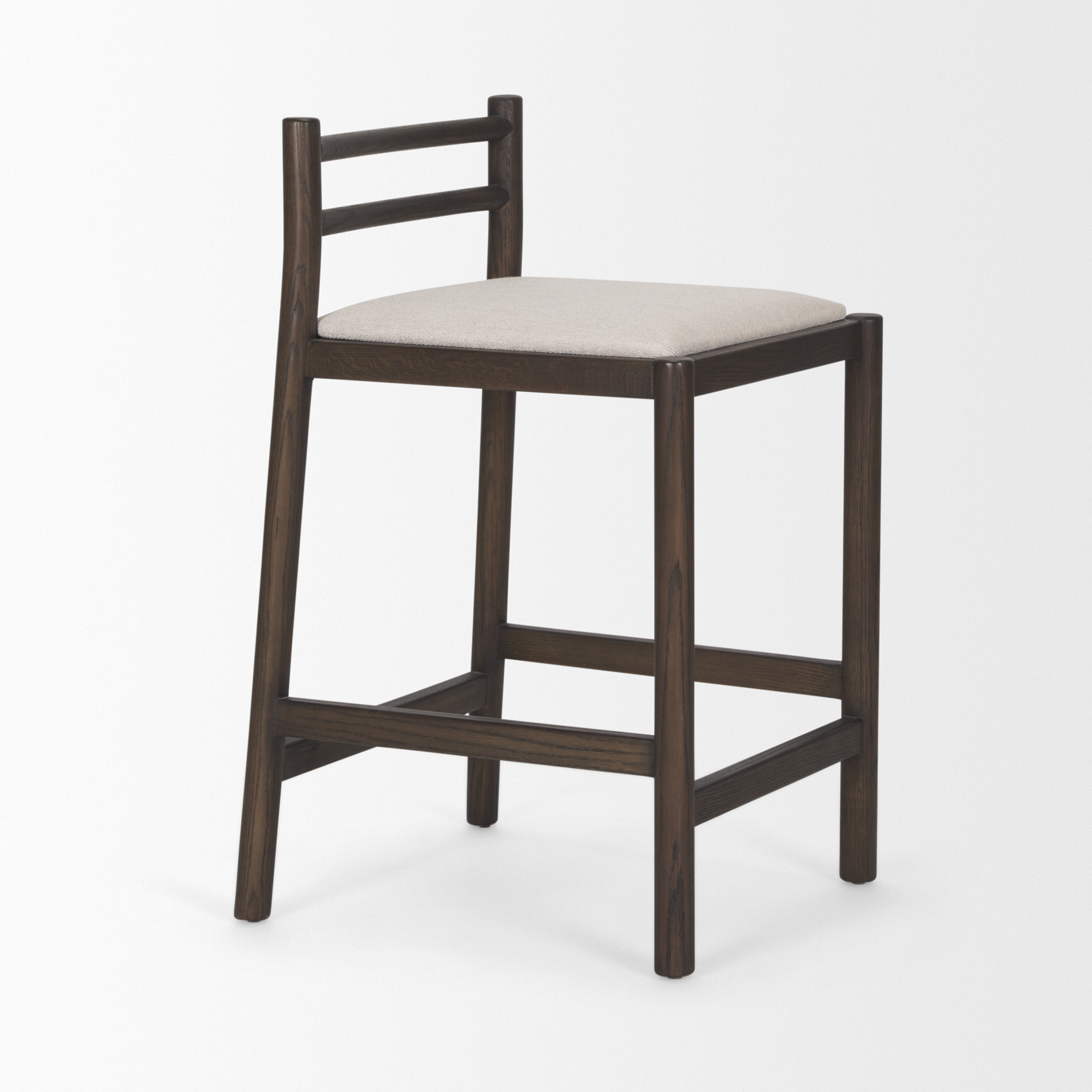 Sam Dark Brown Wood w/ Cream Fabric Counter Stool