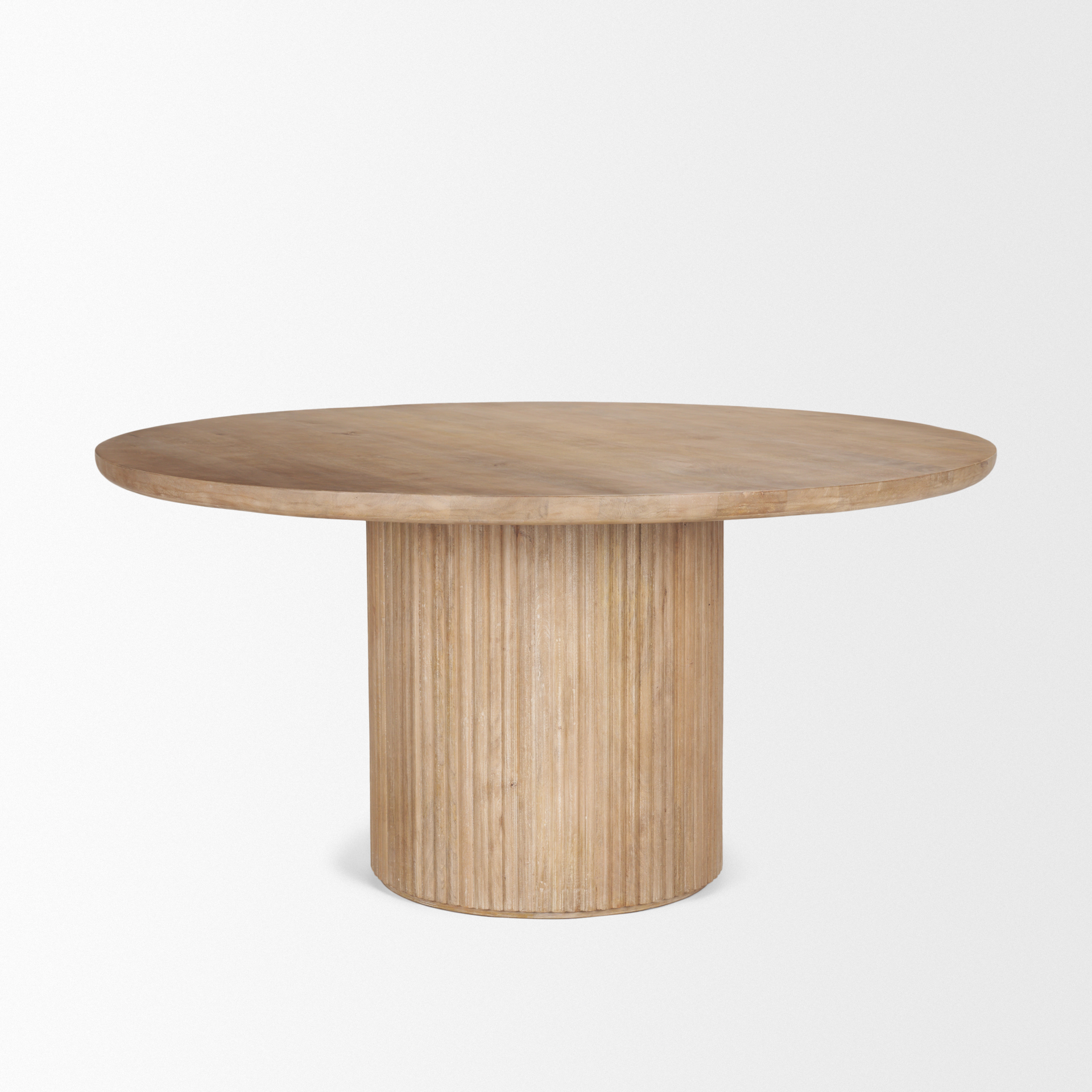 terra 60l x 60w x 30h light brown wood round fluted dining table